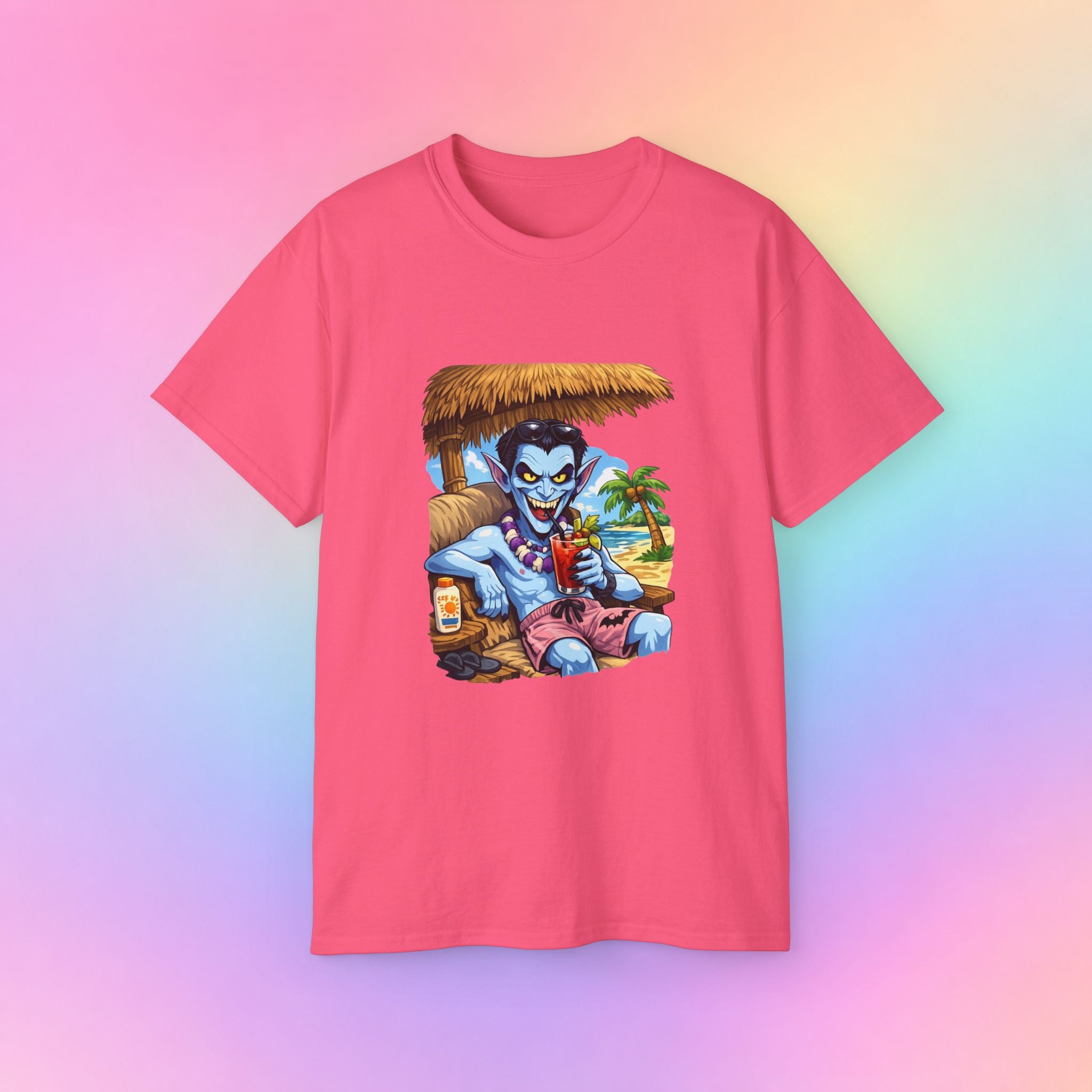 Summerween Vampire Beach Vacation T-Shirt | Spooky Summer Halloween Tee