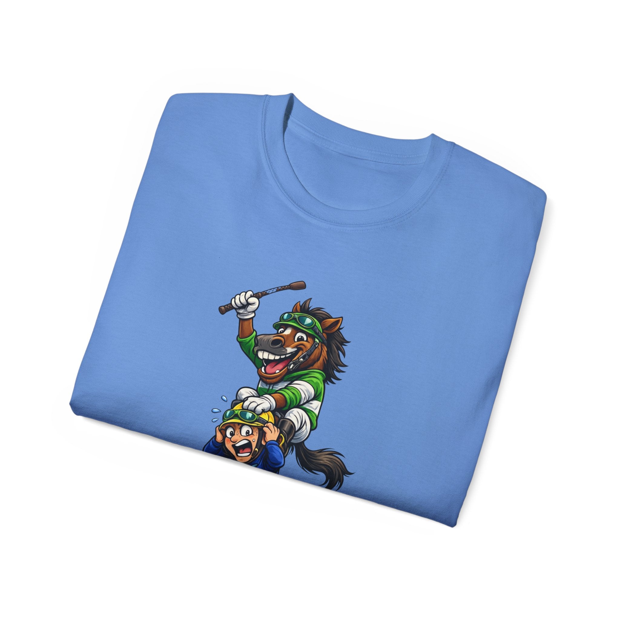 Funny Derby Horse & Jockey T-Shirt | Playful Horse Racing Graphic Tee