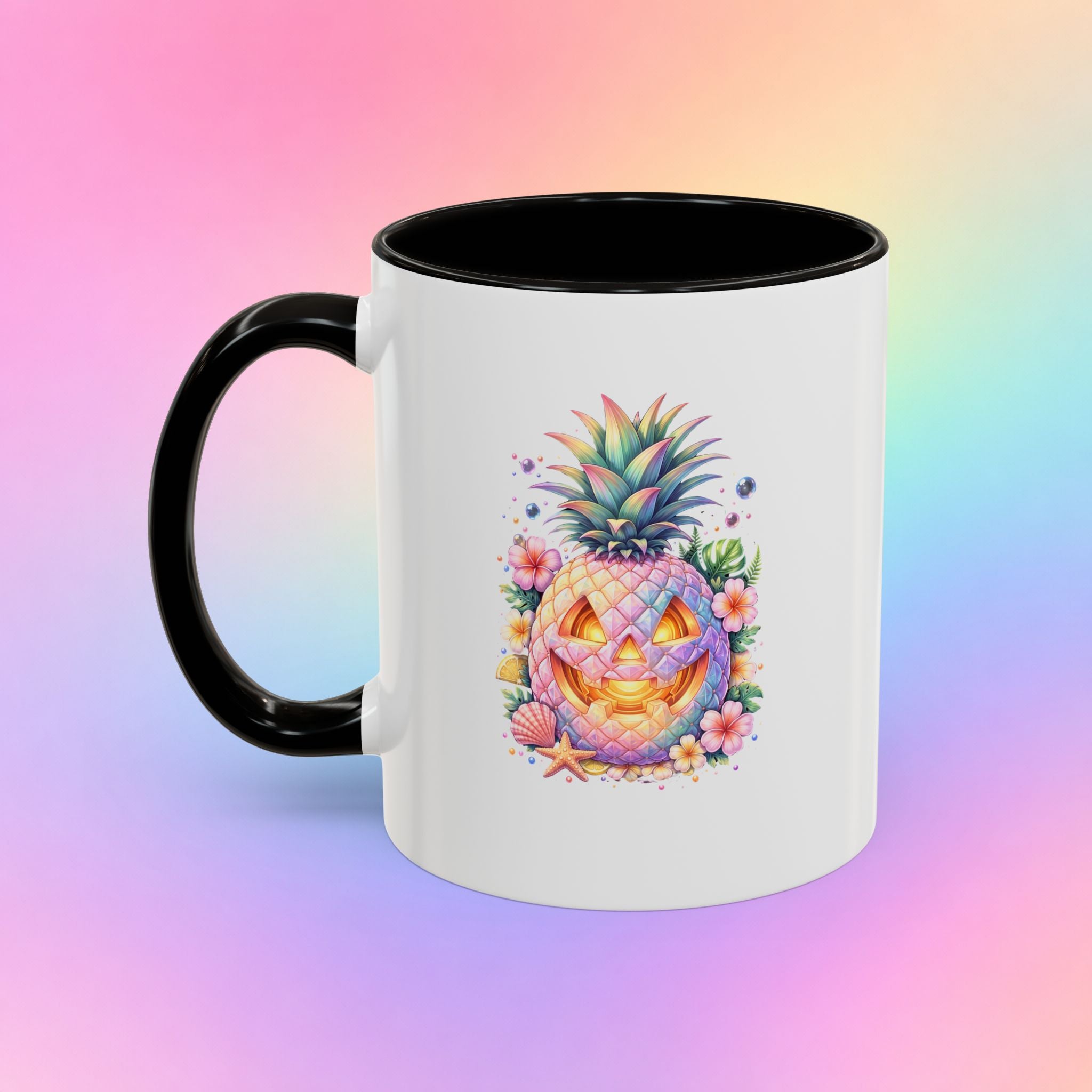 Summerween Pineapple Jack-O’-Lantern Coffee Mug | Tropical Halloween Mug