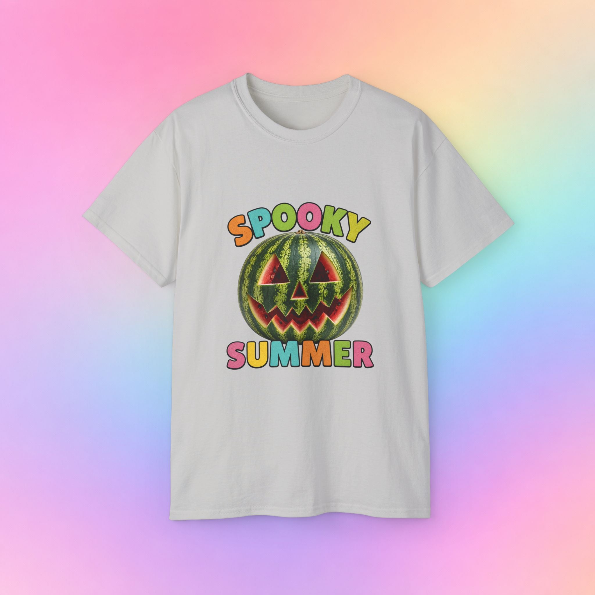 Spooky Summer Watermelon Jack-O’-Lantern T-Shirt | Summerween Halloween Shirt