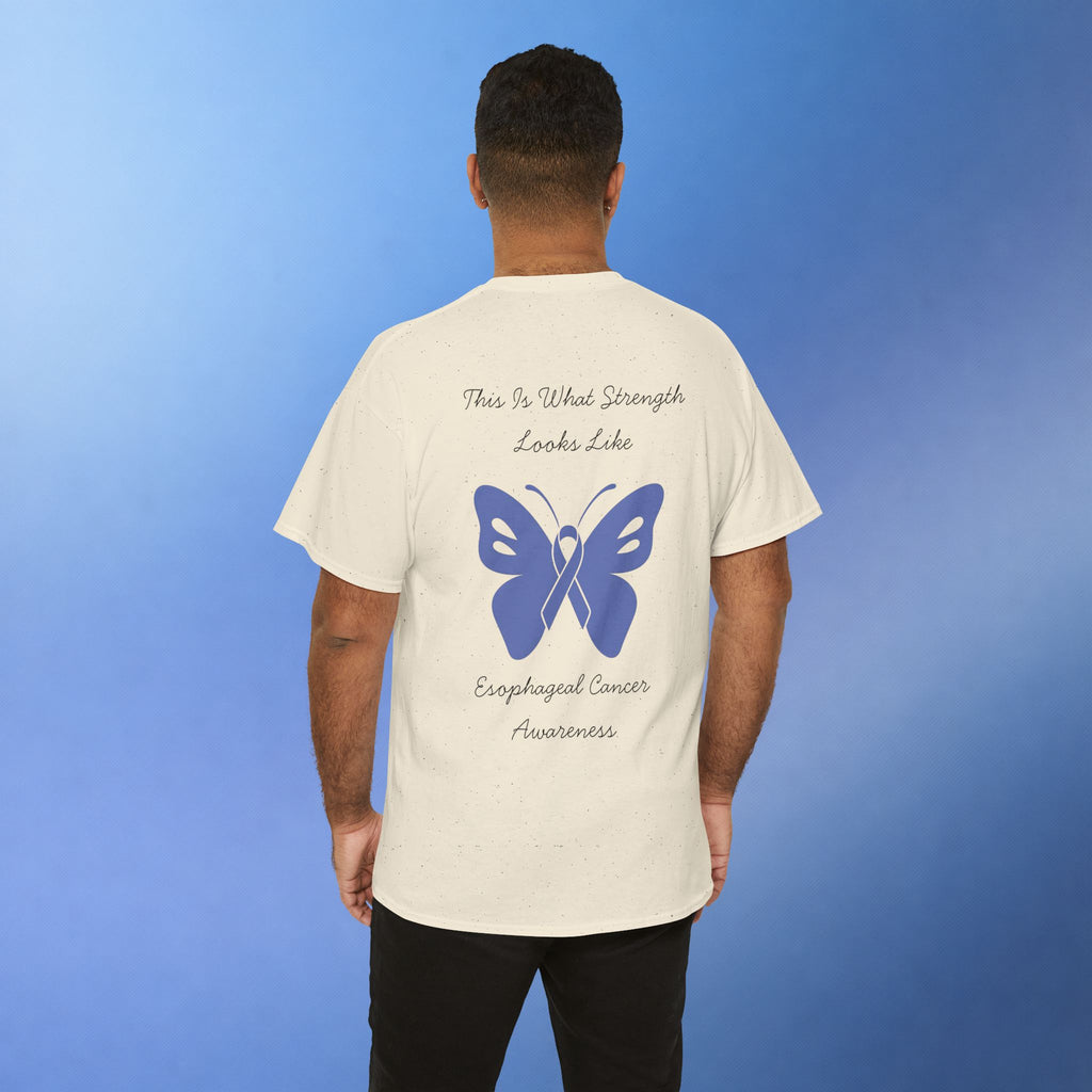 Esophageal Cancer Awareness T-Shirt | This Is What Strength Looks Like Butterfly Ribbon Tee