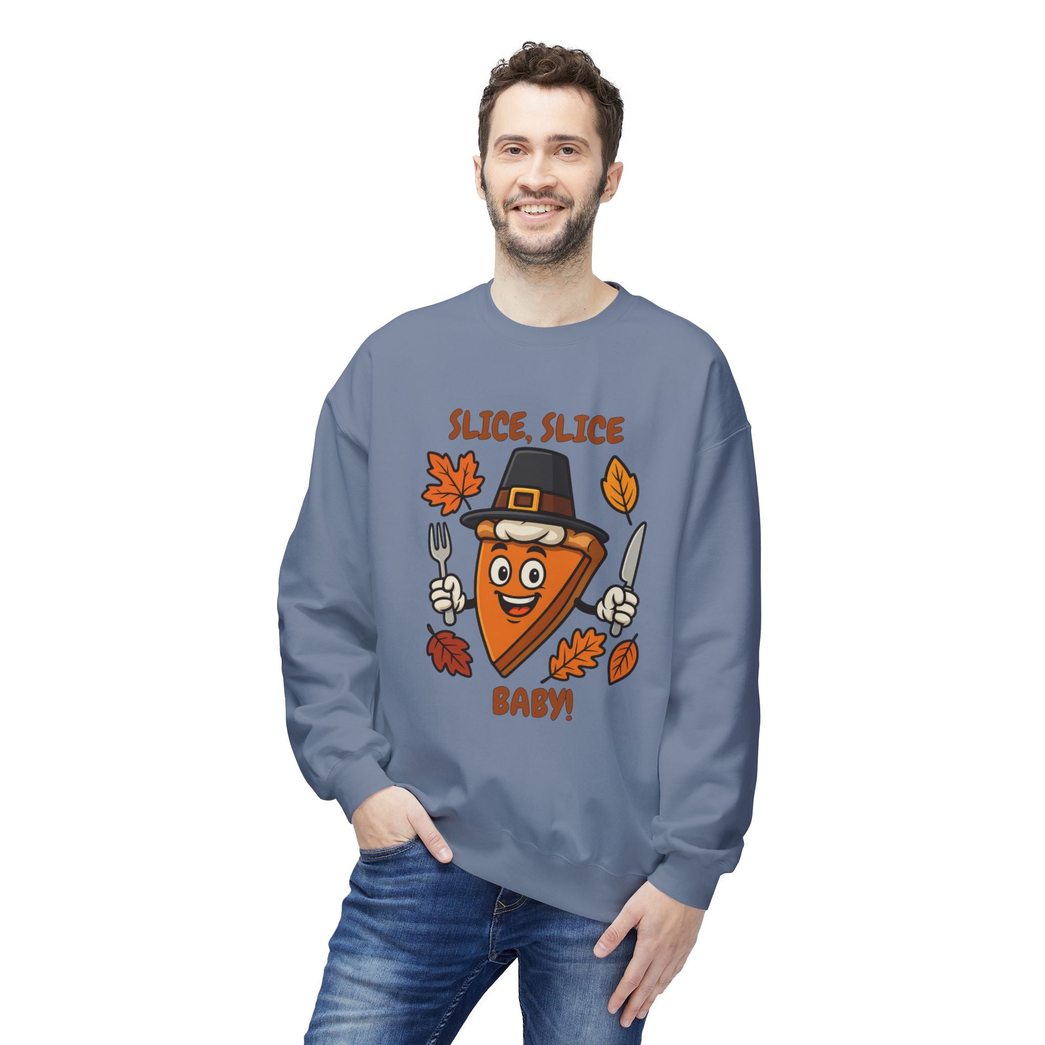 Pumpkin Pie Pilgrim Slice Cartoon | Fun Thanksgiving Sweatshirt