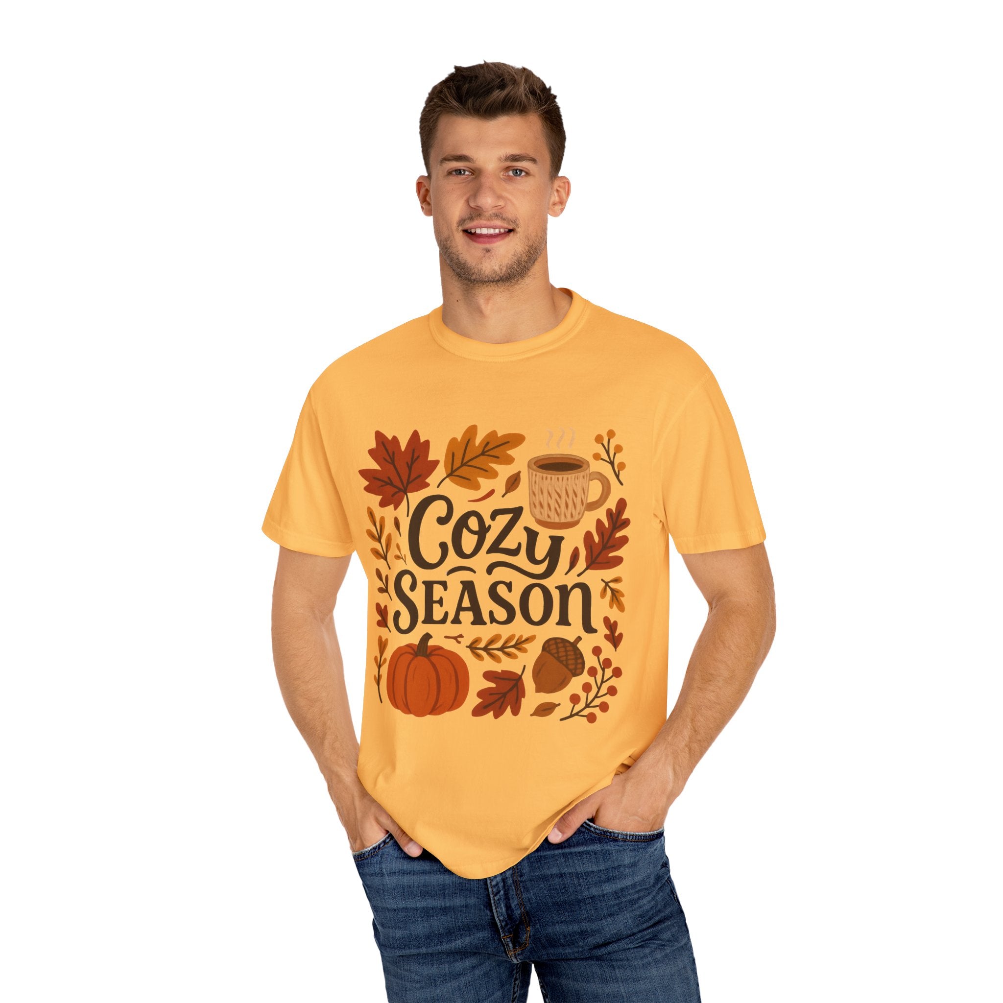 Cozy Season Unisex T-shirt, Fall Fashion Tee, Autumn Apparel, Gift for Him/Her, Pumpkin Spice Shirt, Relaxing Vibes