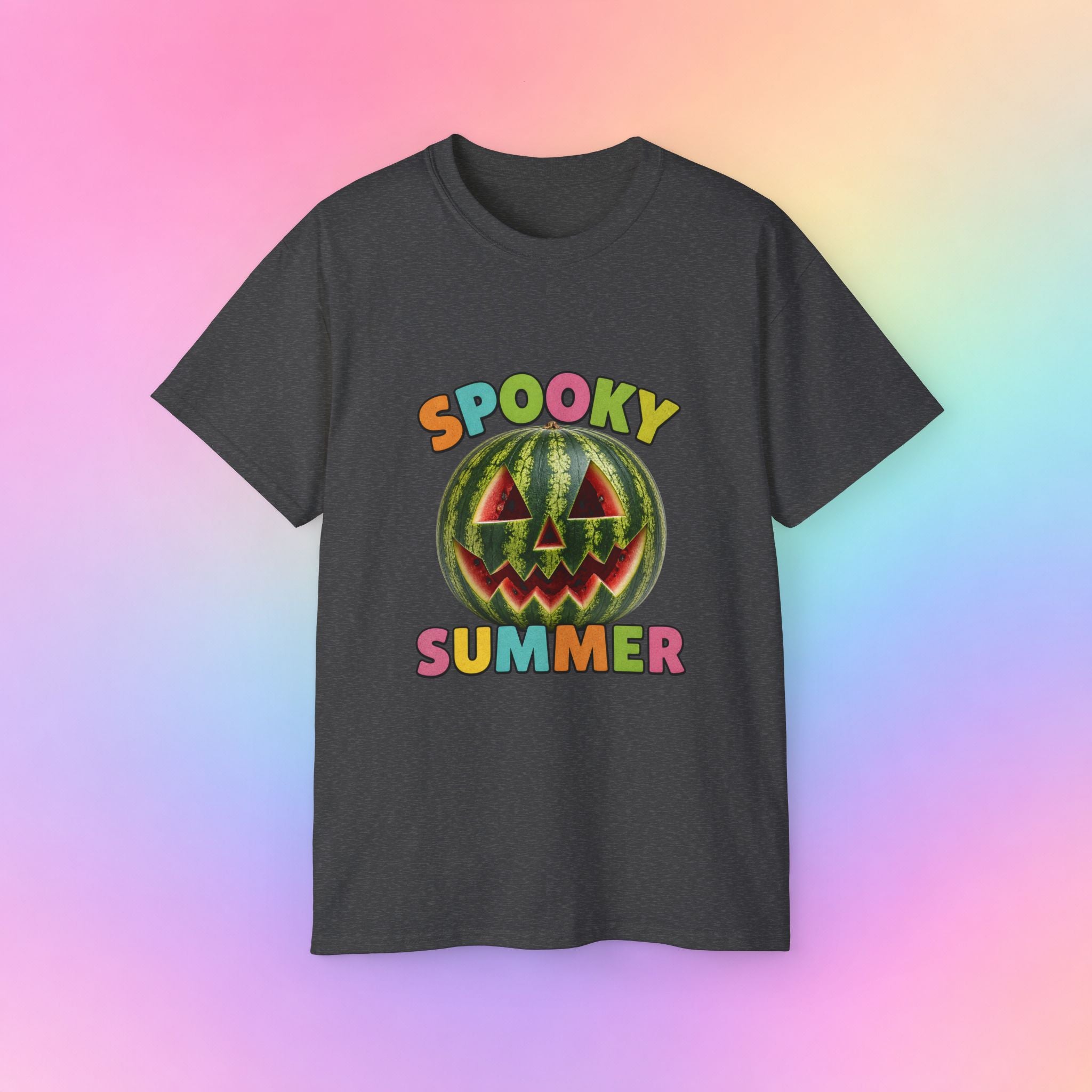 Spooky Summer Watermelon Jack-O’-Lantern T-Shirt | Summerween Halloween Shirt