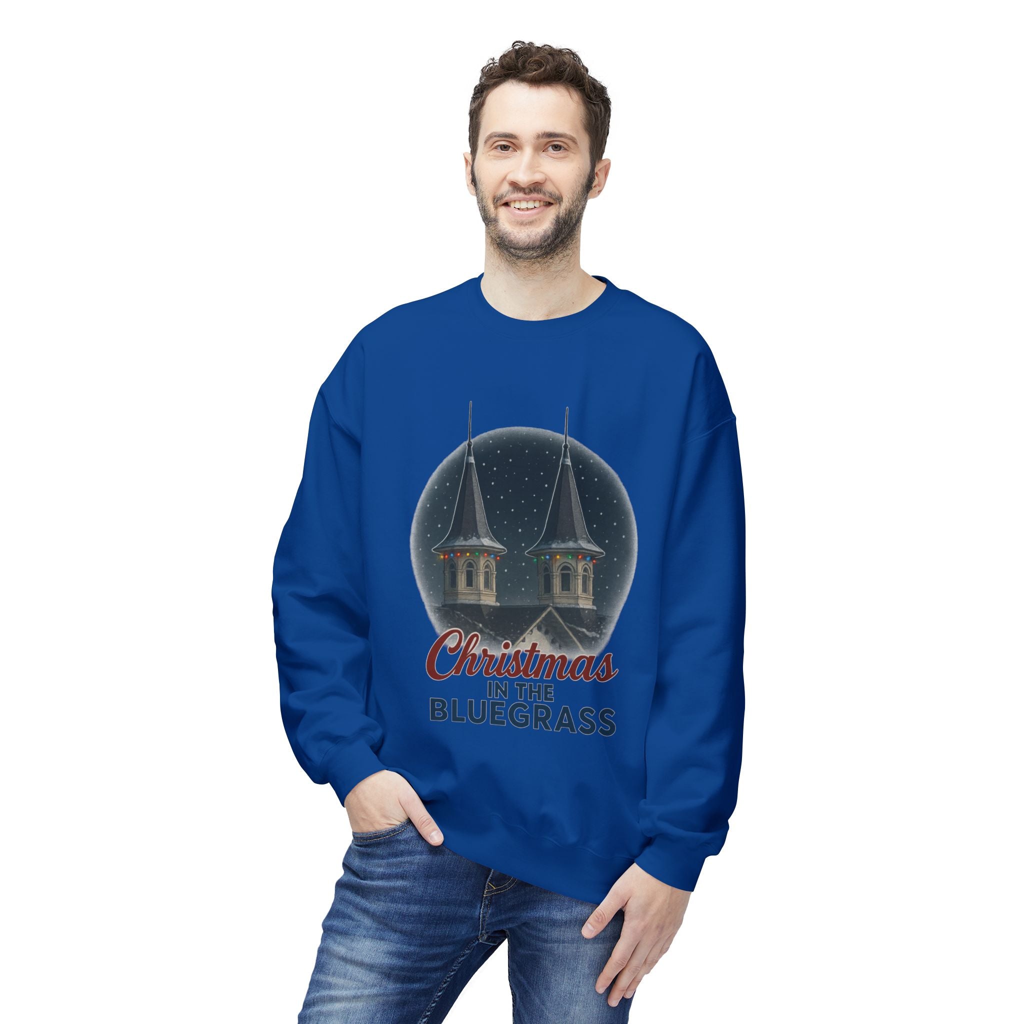 🎄 Christmas in the Bluegrass Sweatshirt – Churchill Downs Twin Spires Holiday Design