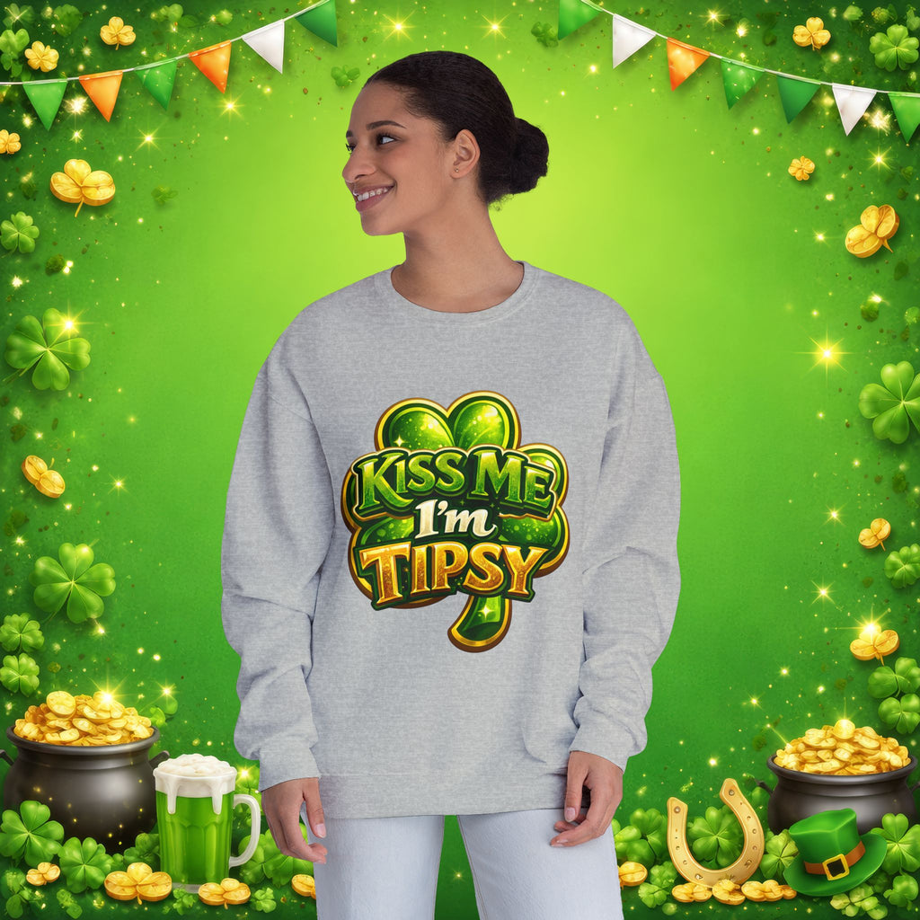 Kiss Me I’m Tipsy St. Patrick’s Day Sweatshirt – Funny Irish Drinking Pullover