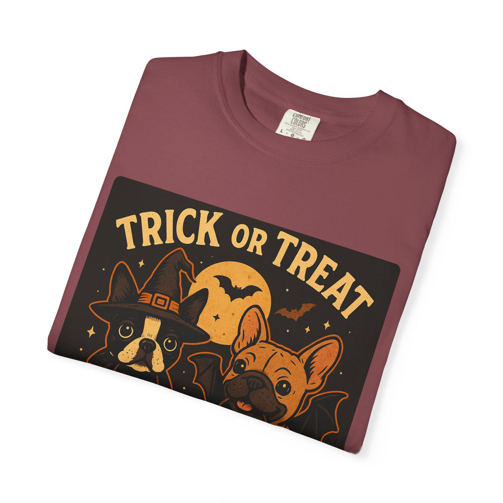 Trick or Treat Boston Terrier & Frenchie Halloween Shirt (Adult Unisex)
