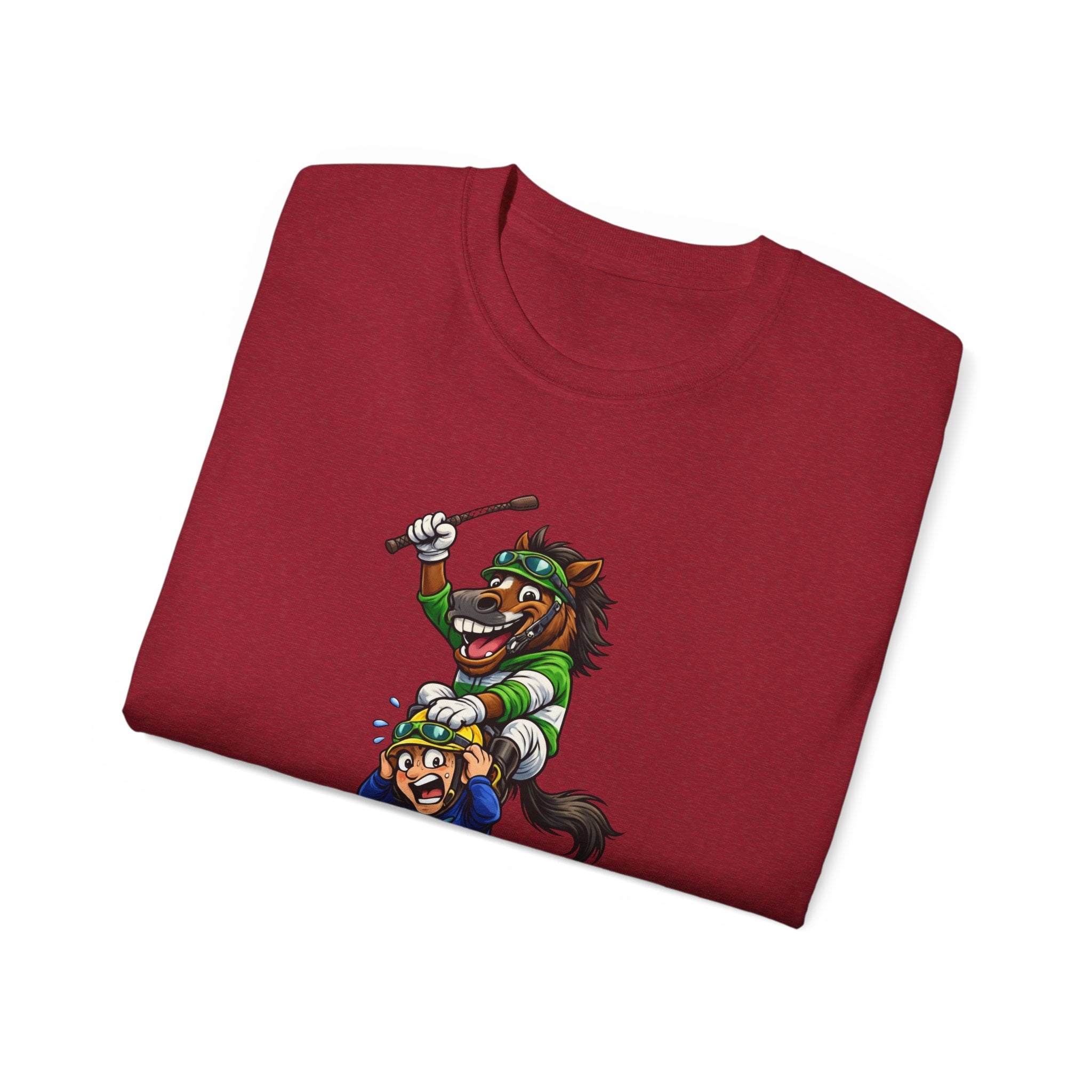 Funny Derby Horse & Jockey T-Shirt | Playful Horse Racing Graphic Tee