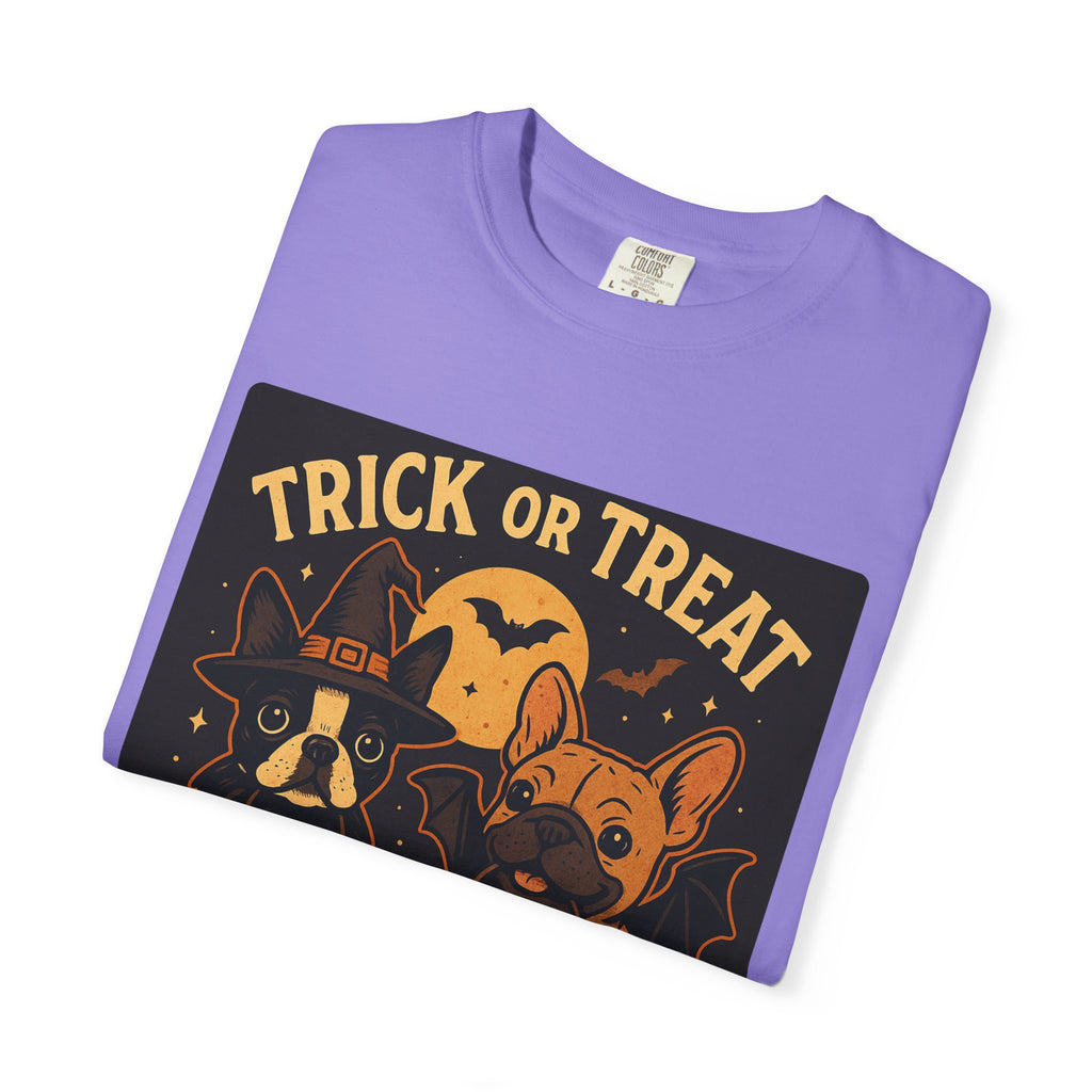 Trick or Treat Boston Terrier & Frenchie Halloween Shirt (Adult Unisex)