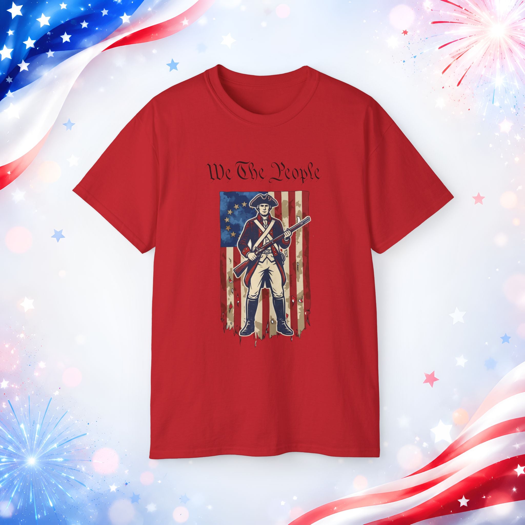 Revolutionary Soldier 4th of July T-Shirt | Vintage American Flag Patriotic Tee