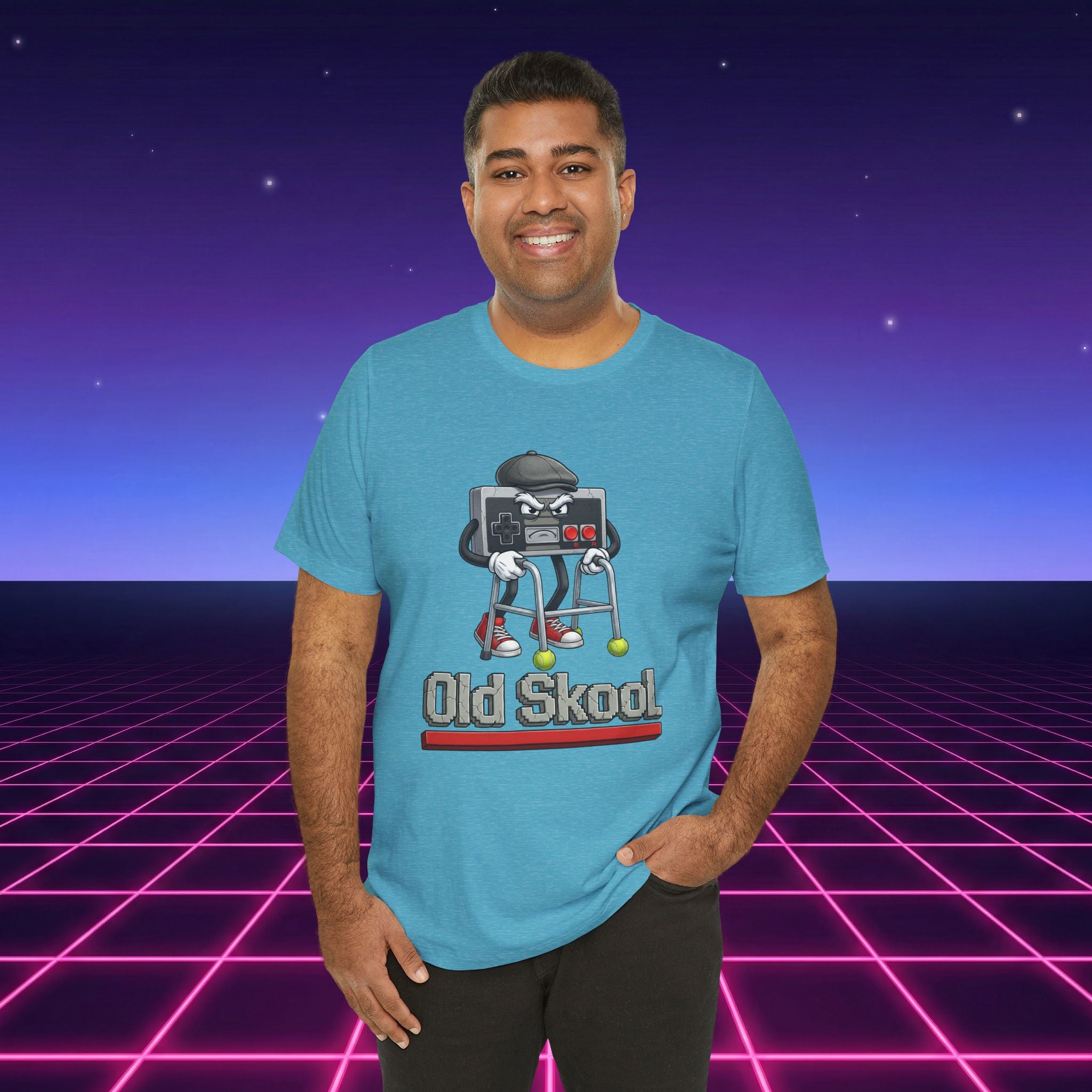 Old Skool Retro Gaming T-Shirt – Vintage Controller Grandpa Gamer Graphic Tee