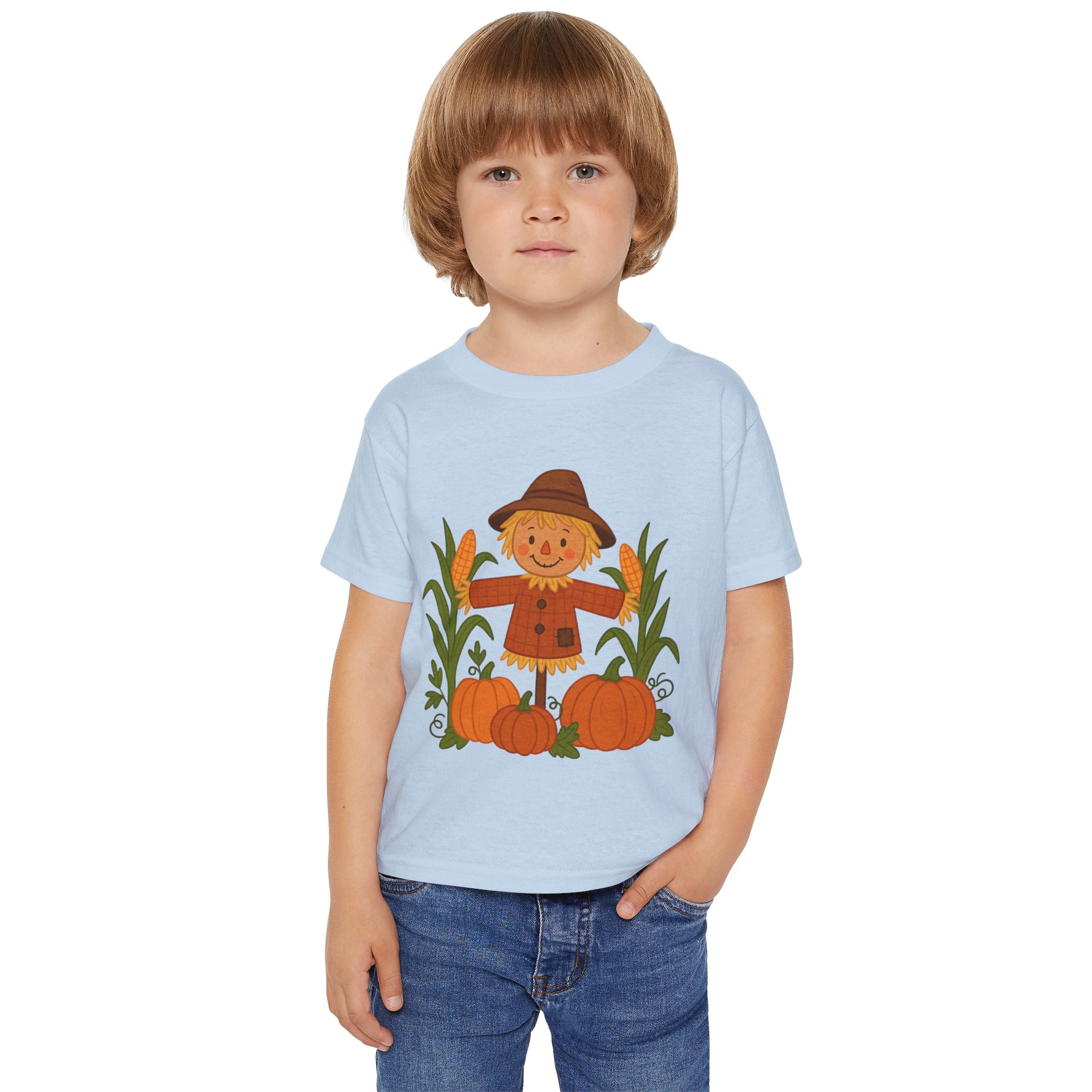 Cute Scarecrow & Pumpkins Fall Toddler T-Shirt