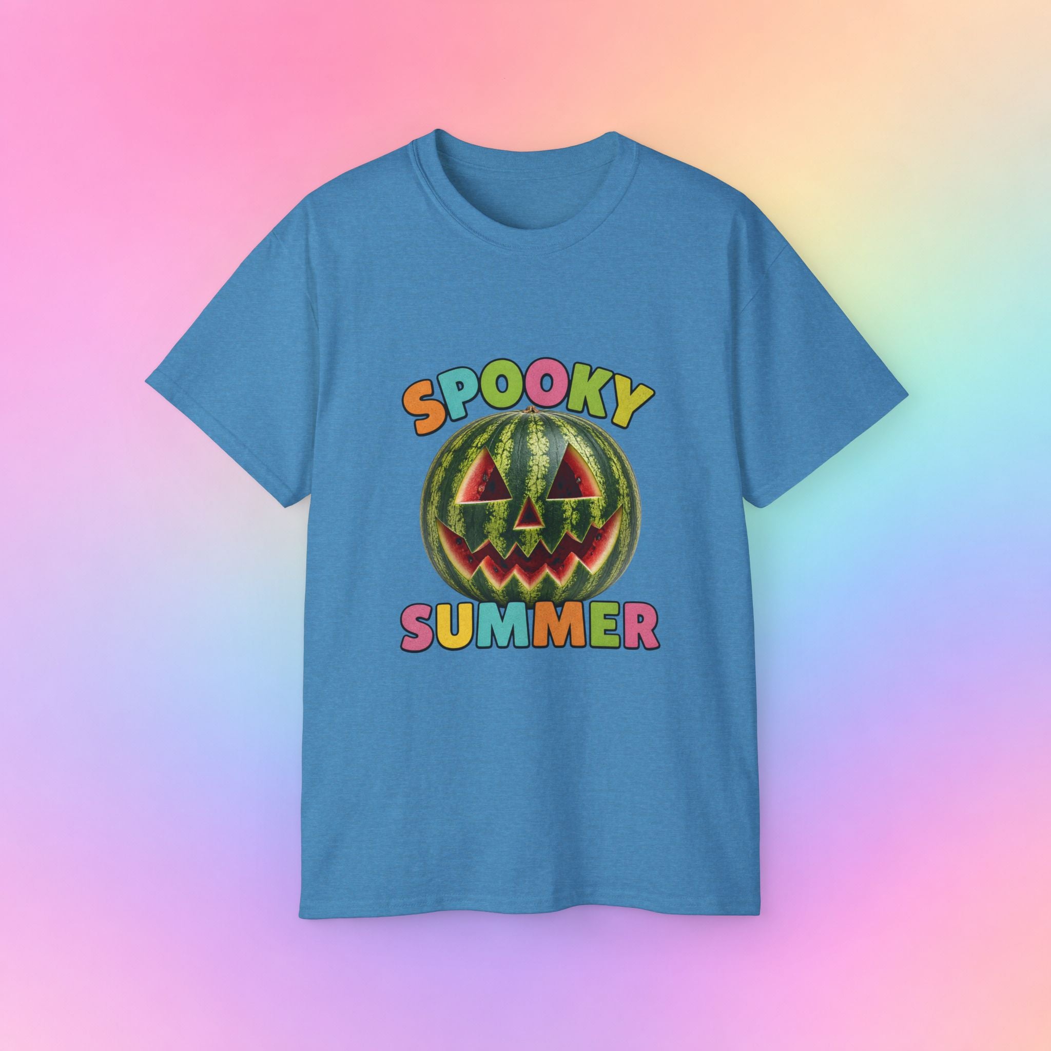Spooky Summer Watermelon Jack-O’-Lantern T-Shirt | Summerween Halloween Shirt
