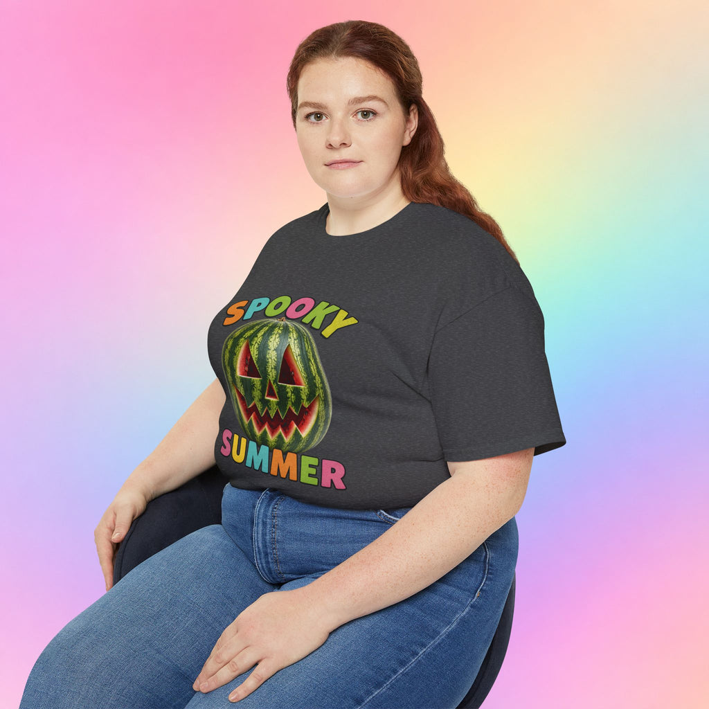 Spooky Summer Watermelon Jack-O’-Lantern T-Shirt | Summerween Halloween Shirt