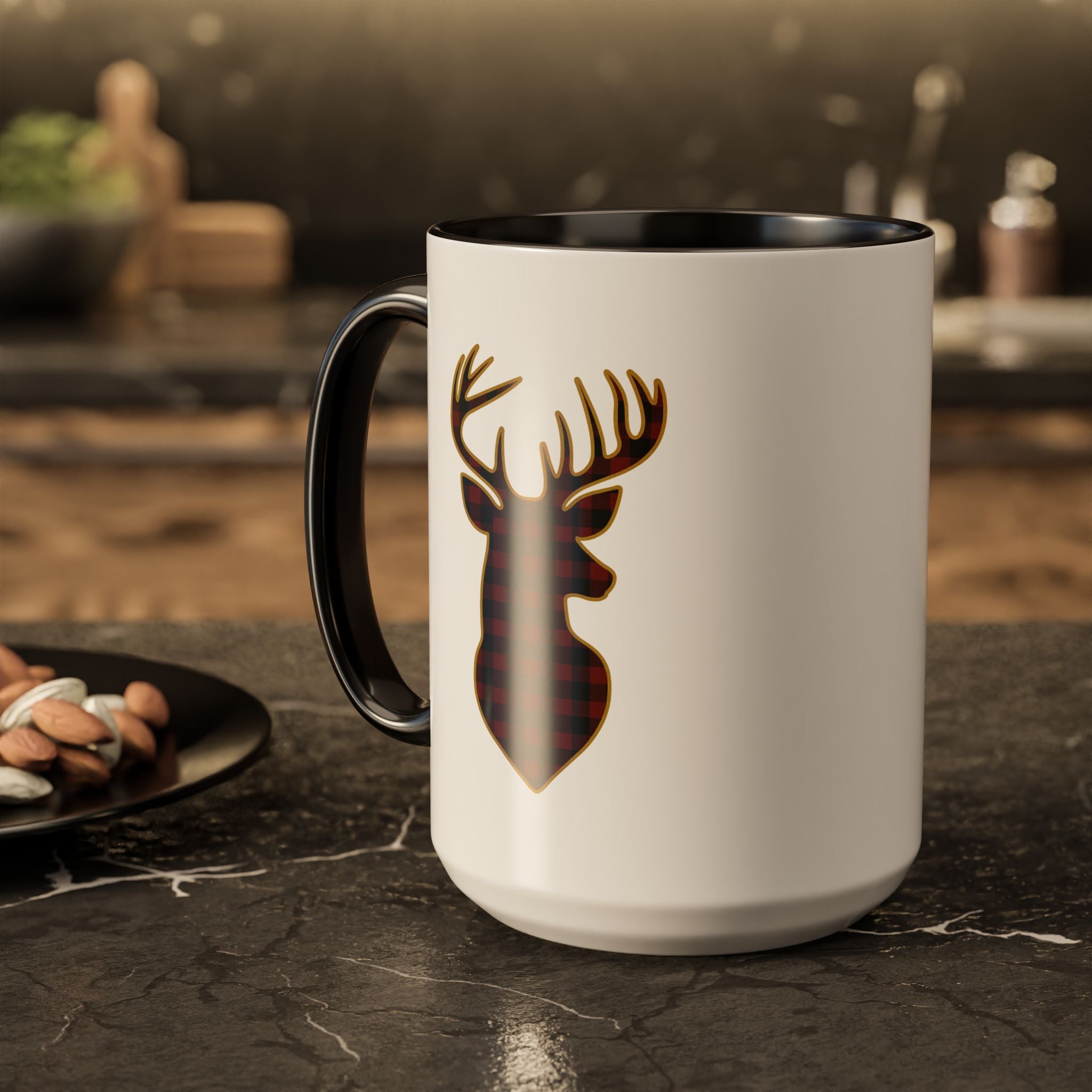 Buffalo Plaid Deer Silhouette Christmas/Winter Mug