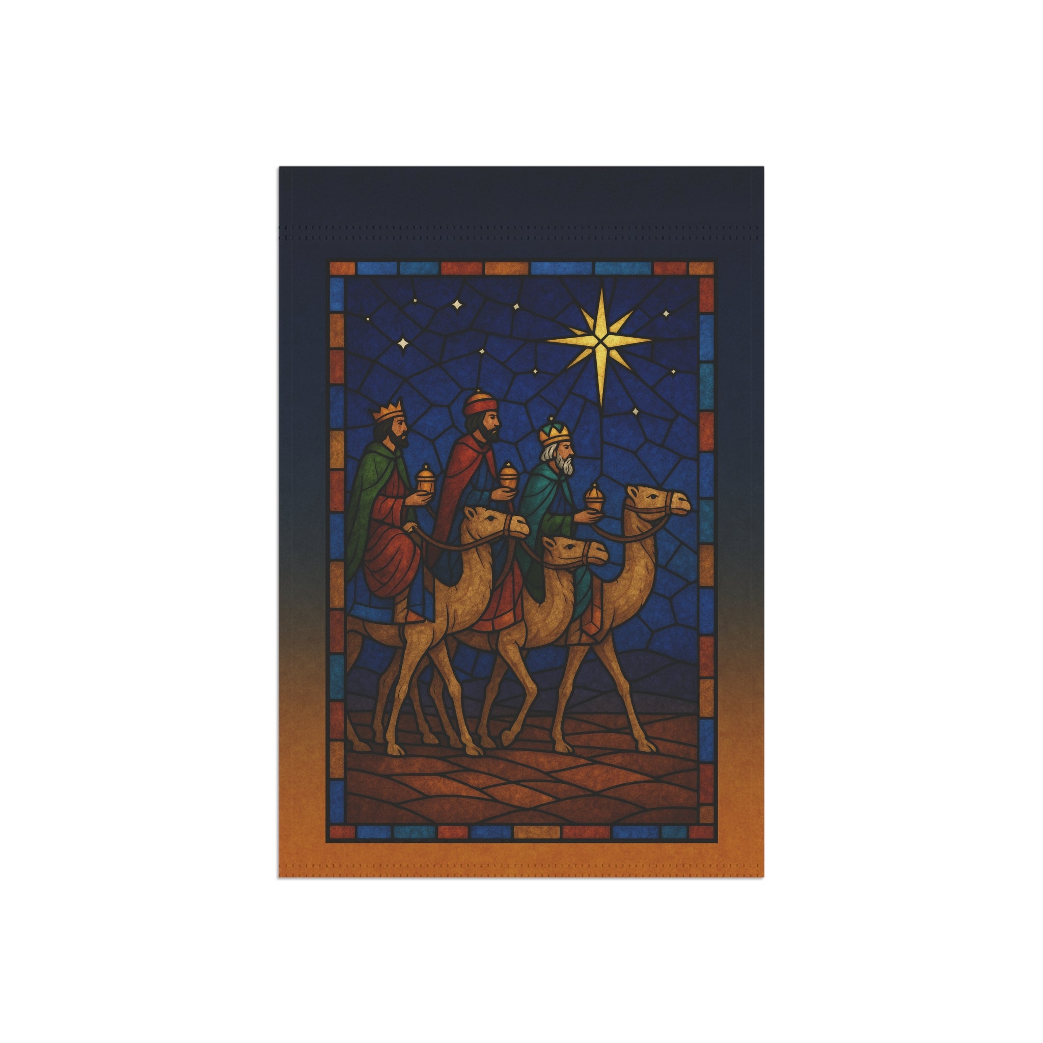 Three Wise Men Christmas Garden Flag – Stained Glass Nativity Design