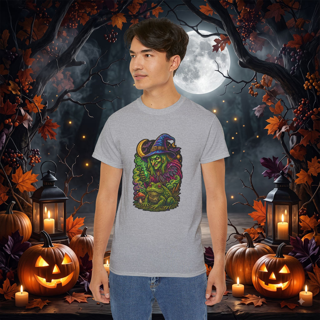Neon Witch & Toad Halloween T-Shirt | Spooky Witchcraft Tee