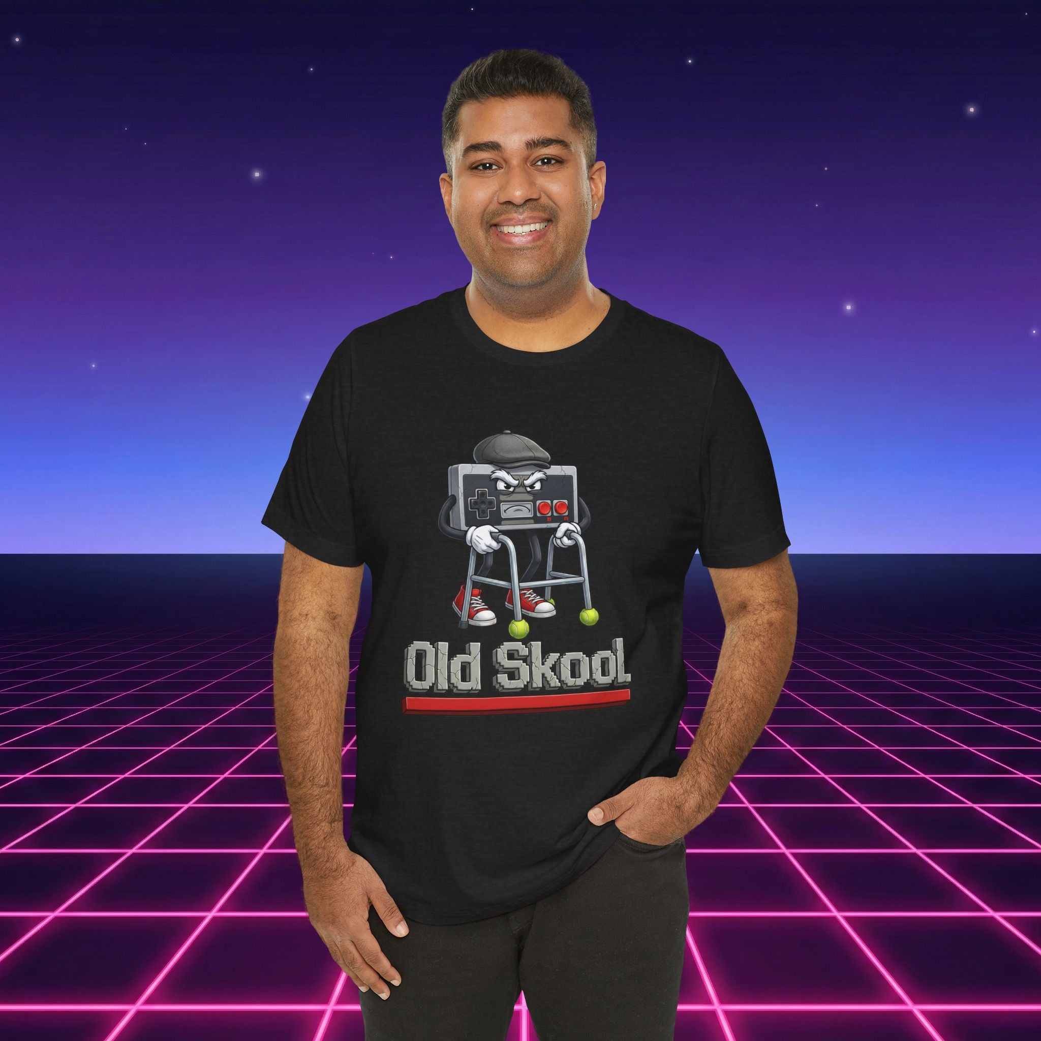 Old Skool Retro Gaming T-Shirt – Vintage Controller Grandpa Gamer Graphic Tee