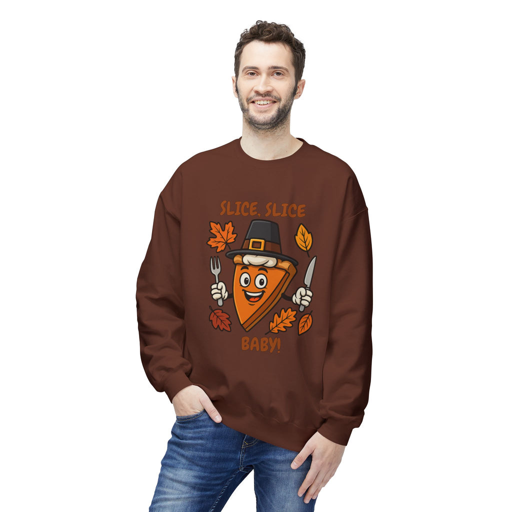 Pumpkin Pie Pilgrim Slice Cartoon | Fun Thanksgiving Sweatshirt