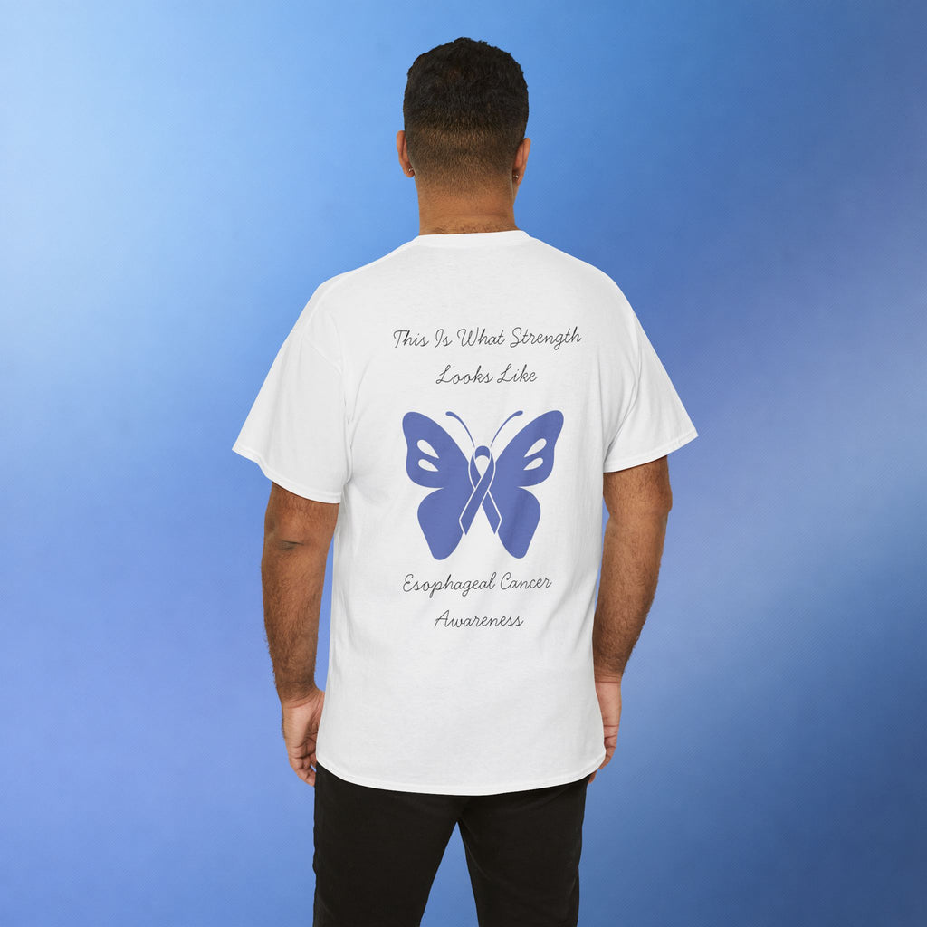 Esophageal Cancer Awareness T-Shirt | This Is What Strength Looks Like Butterfly Ribbon Tee