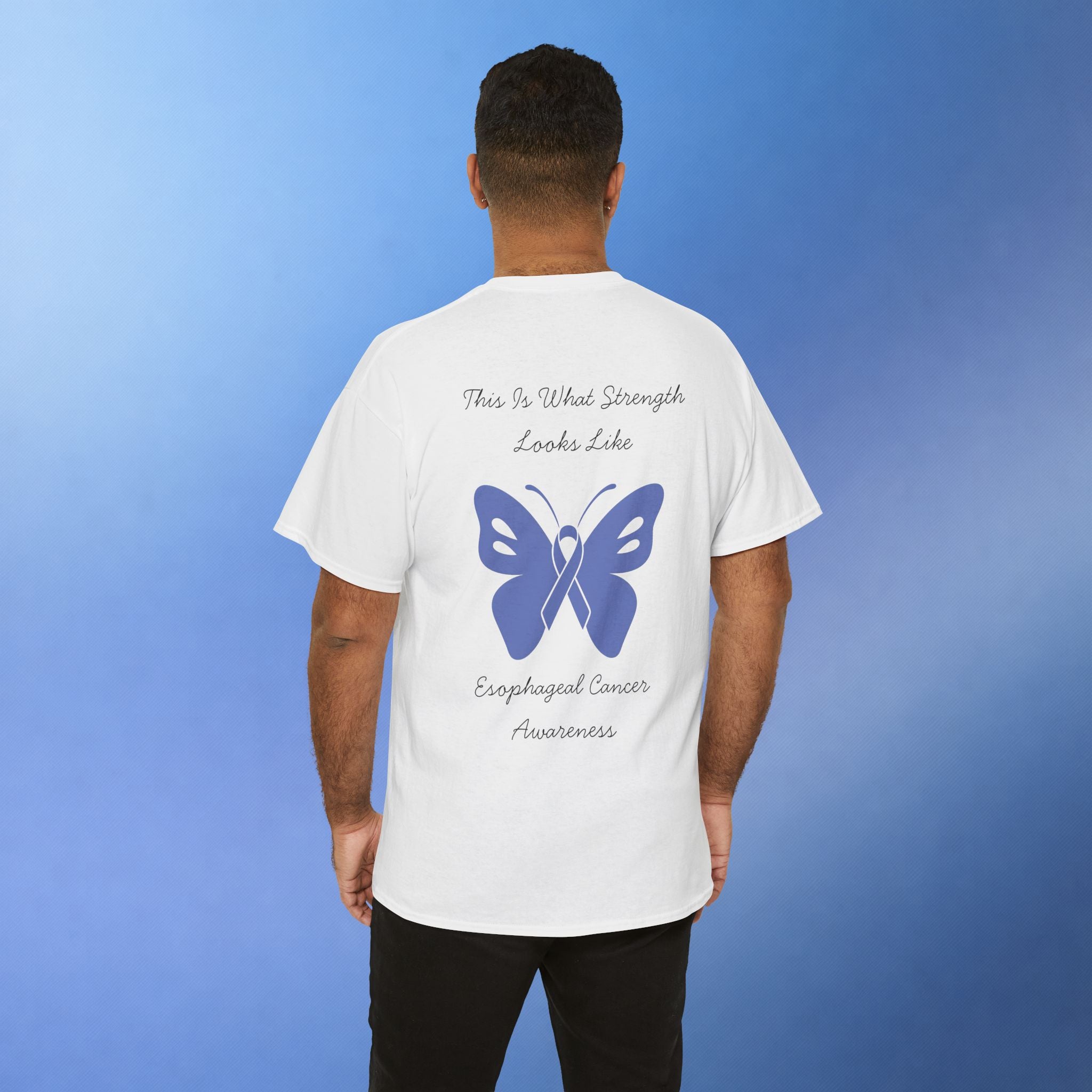Esophageal Cancer Awareness T-Shirt | This Is What Strength Looks Like Butterfly Ribbon Tee