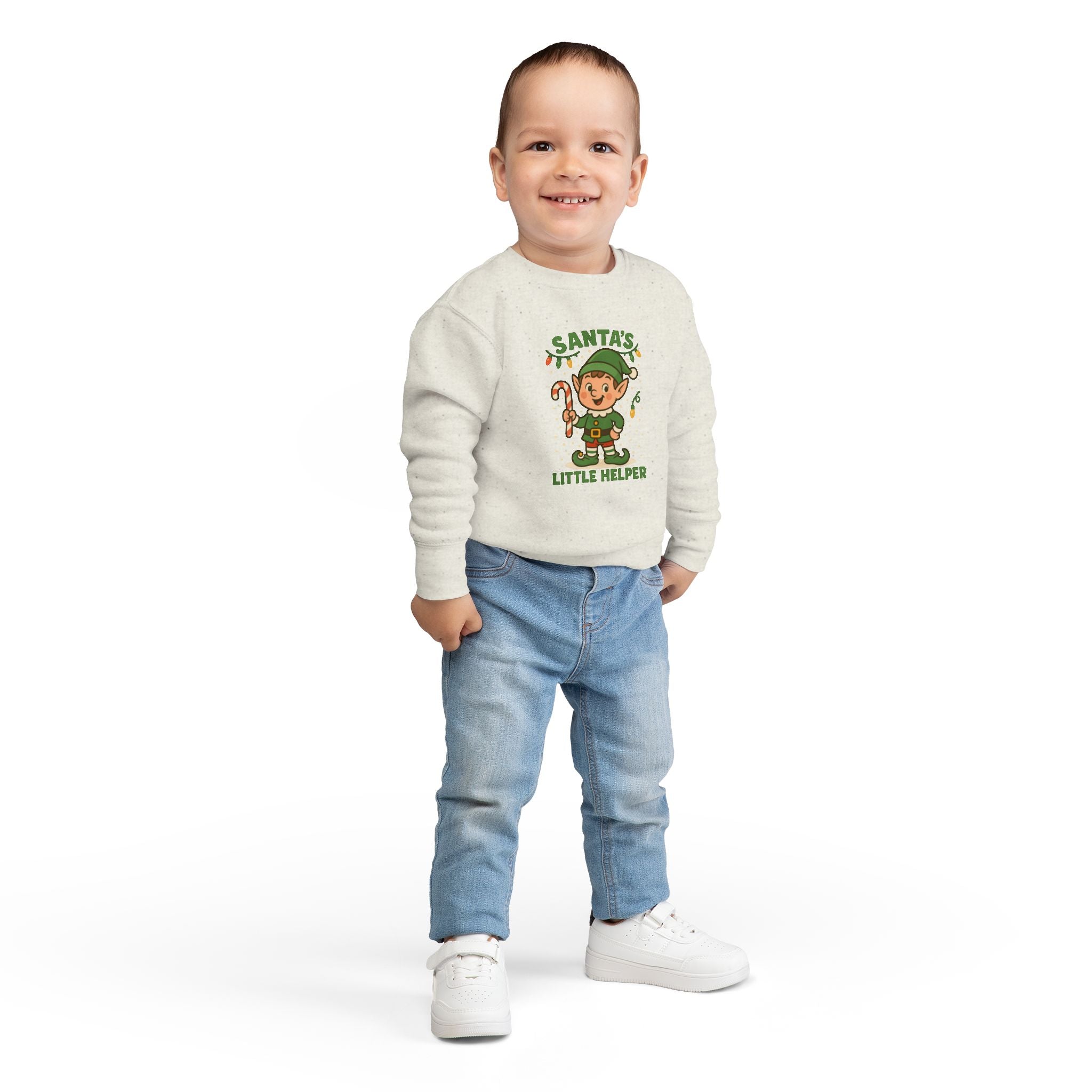 Santa’s Little Helper Toddler Christmas Sweatshirt – Cute Elf Holiday Pullover