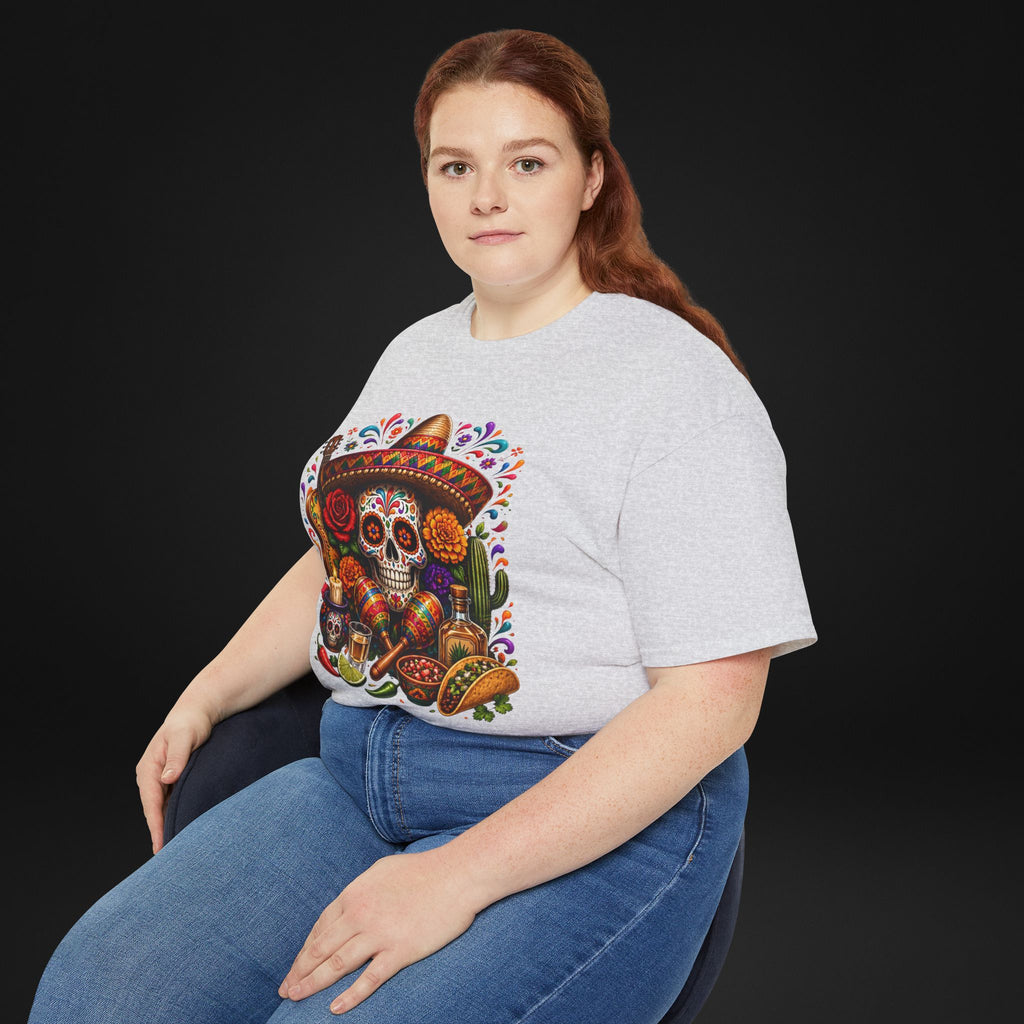 Cinco de Mayo Sugar Skull T-Shirt – Fiesta Sombrero Taco & Tequila Graphic Tee