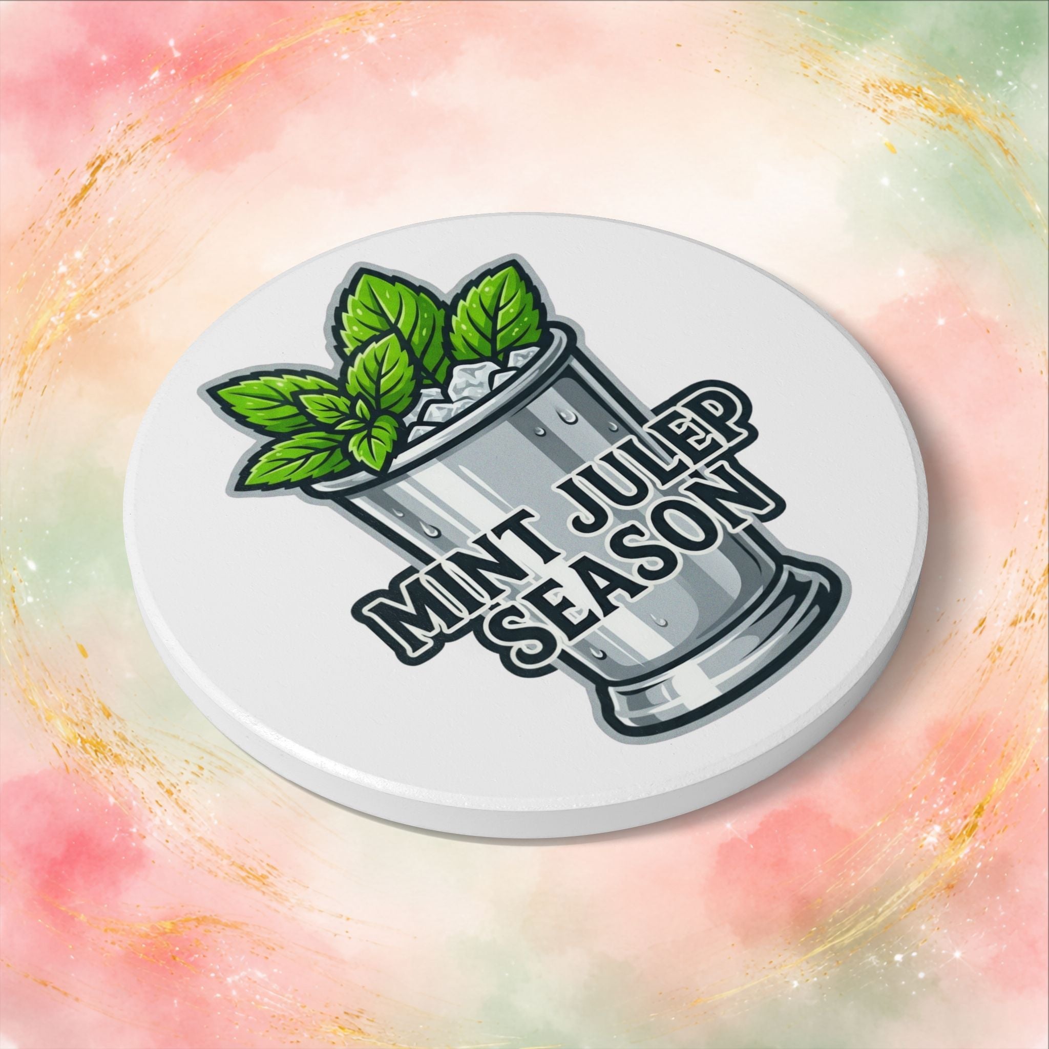 Mint Julep Season Coaster | Derby Drink Coaster | Kentucky Horse Racing Bar Decor