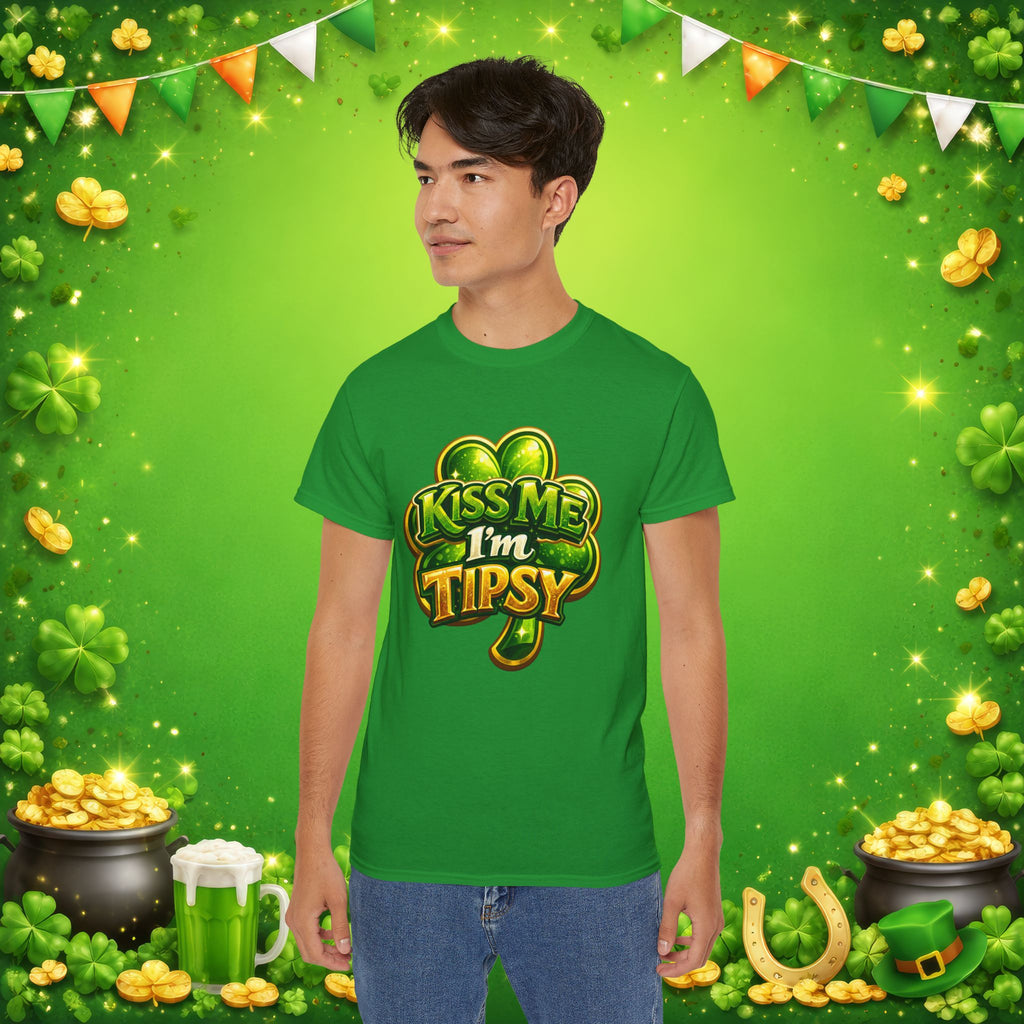 Kiss Me I’m Tipsy St. Patrick’s Day T-Shirt – Funny Irish Drinking Shirt
