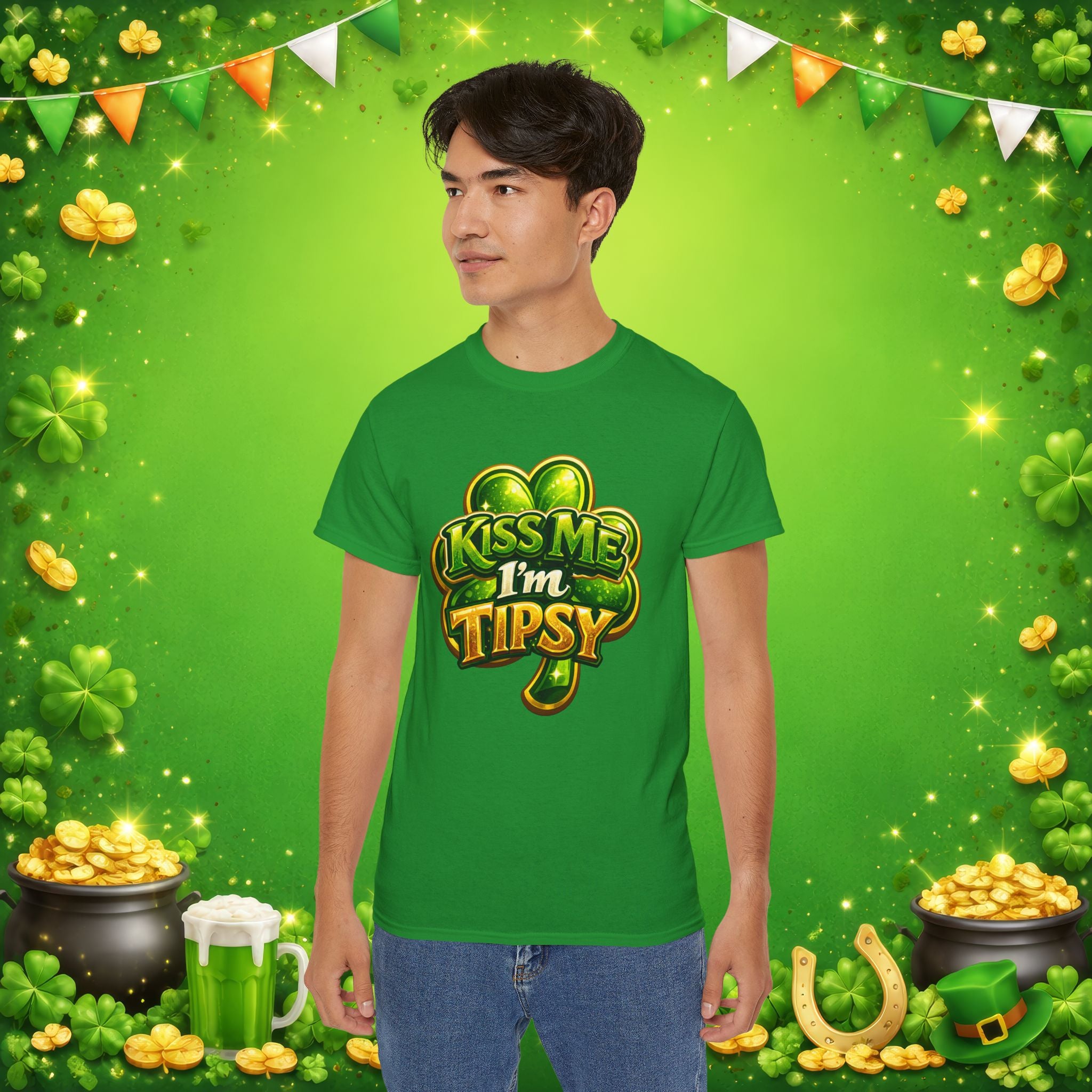 Kiss Me I’m Tipsy St. Patrick’s Day T-Shirt – Funny Irish Drinking Shirt