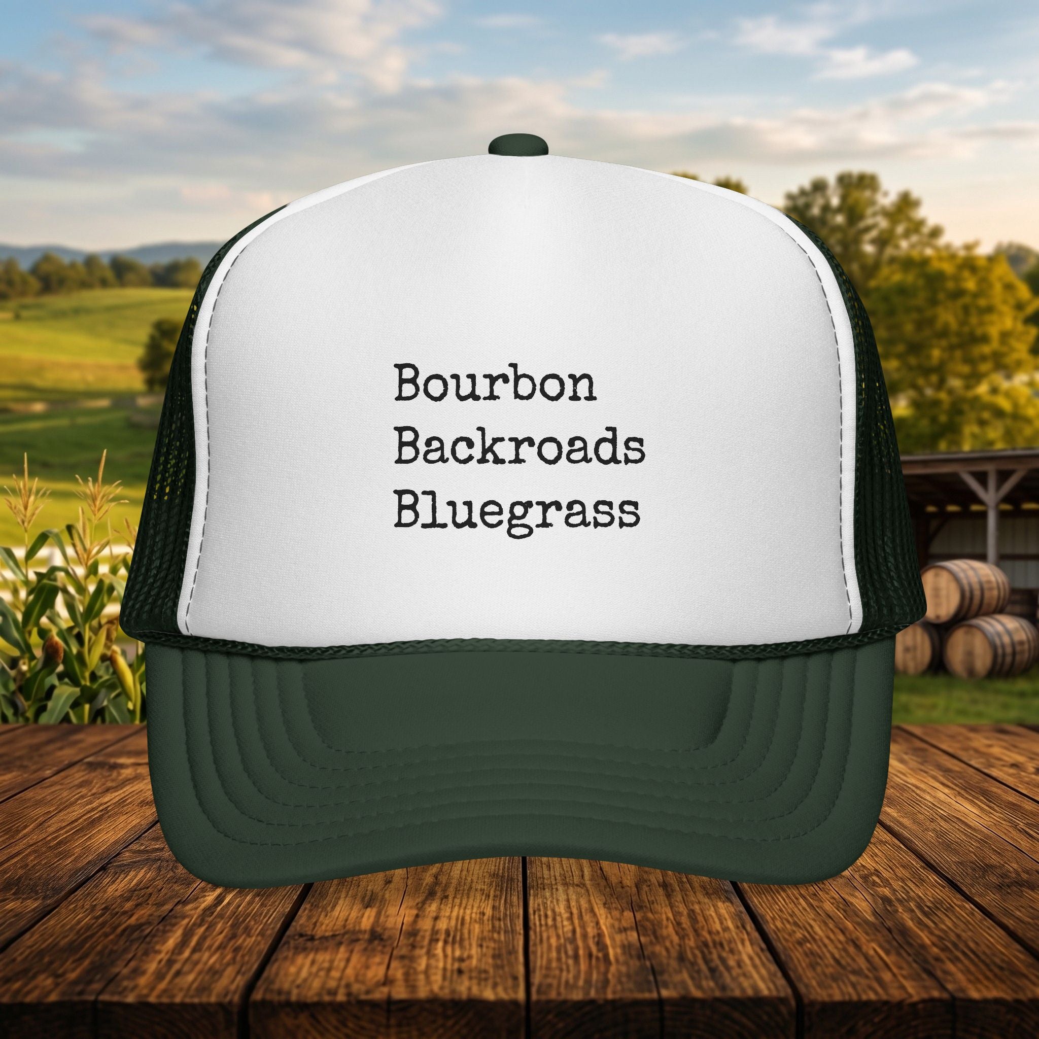 Bourbon Backroads Bluegrass Kentucky Trucker Hat | Southern Country Cap