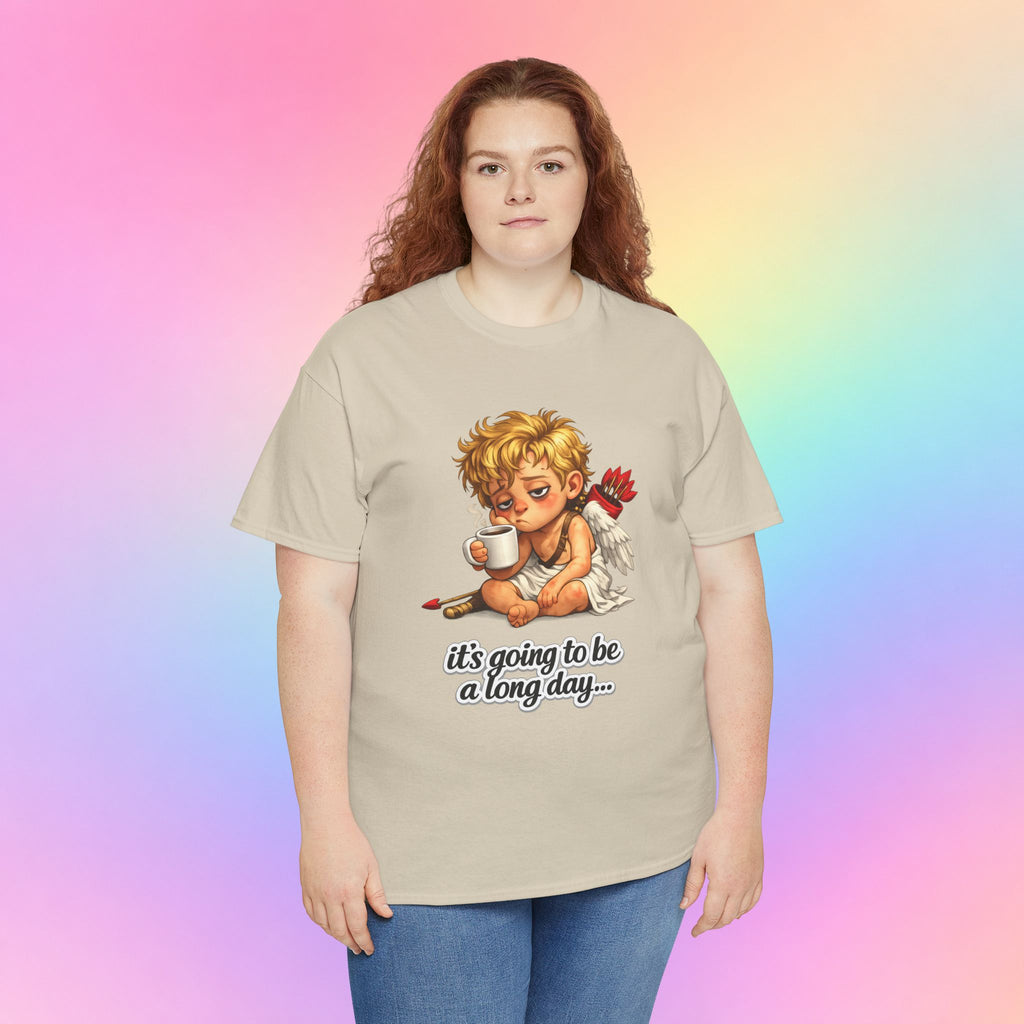 It’s Going to Be a Long Day Cupid Valentine’s Day T-Shirt – Funny Coffee Angel Tee