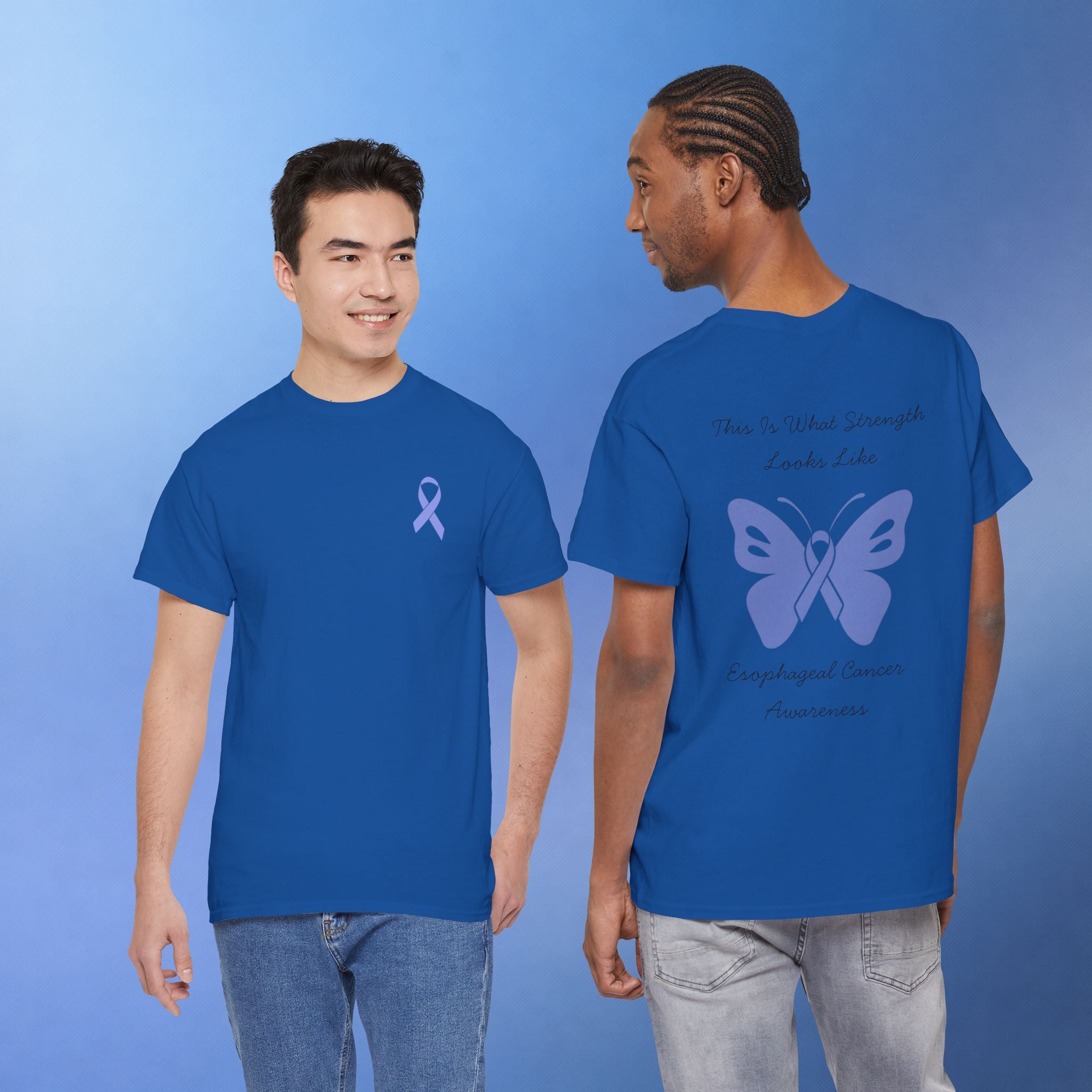 Esophageal Cancer Awareness T-Shirt | This Is What Strength Looks Like Butterfly Ribbon Tee