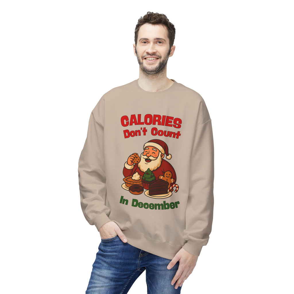 Calories Don’t Count in December Christmas Sweatshirt – Funny Santa Holiday Sweater