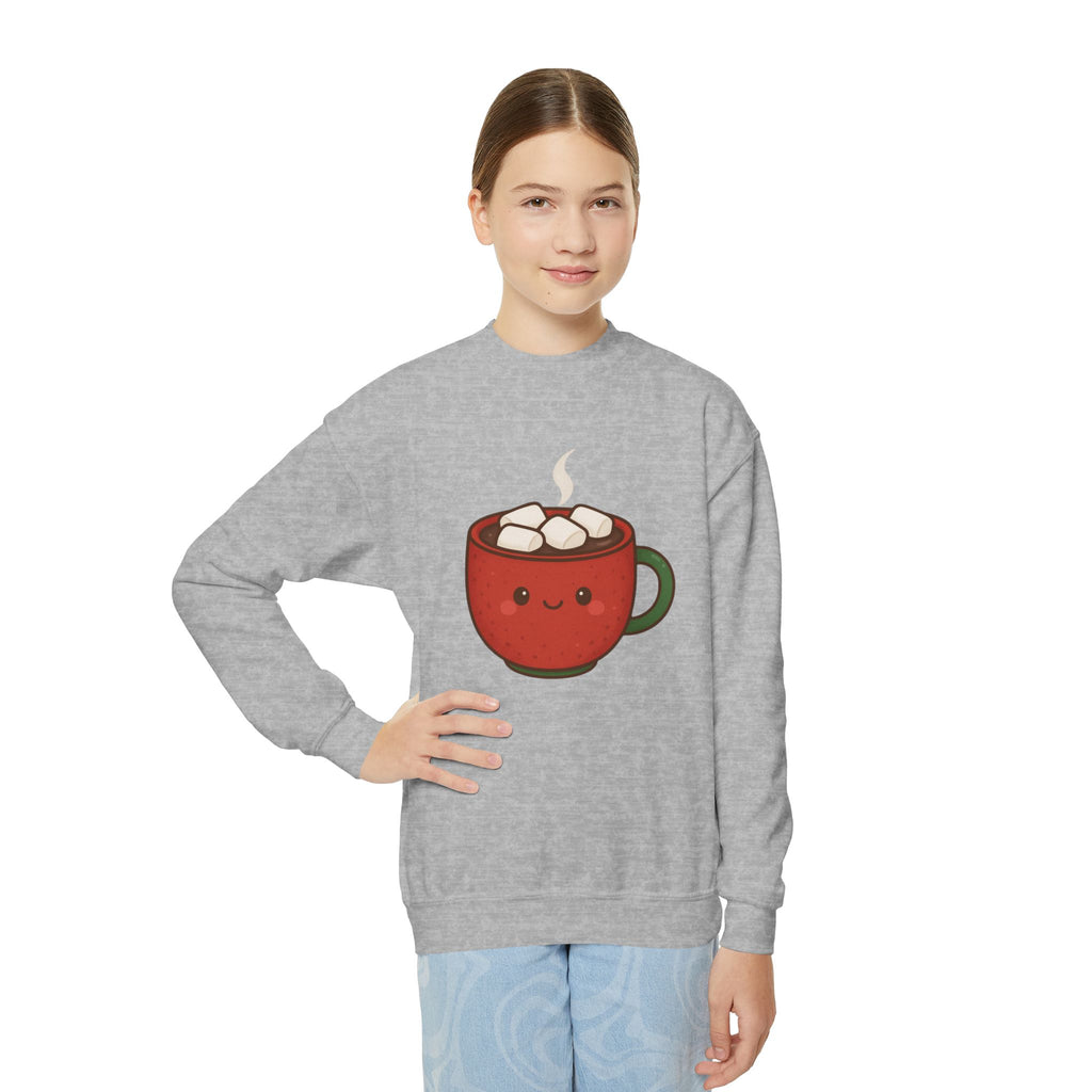 🎄 Cuddly Cocoa Youth Sweatshirt – Cozy Christmas Hot Chocolate Design