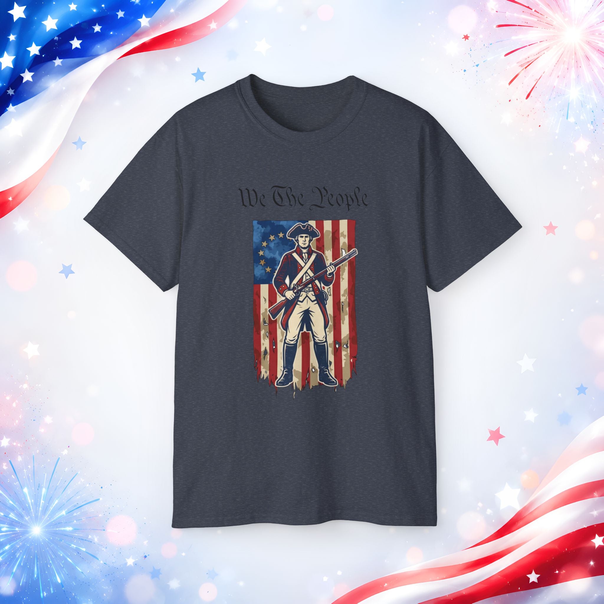 Revolutionary Soldier 4th of July T-Shirt | Vintage American Flag Patriotic Tee