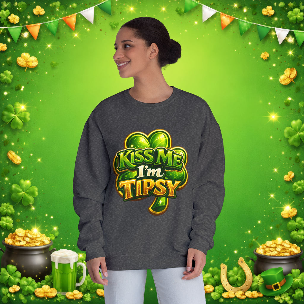 Kiss Me I’m Tipsy St. Patrick’s Day Sweatshirt – Funny Irish Drinking Pullover