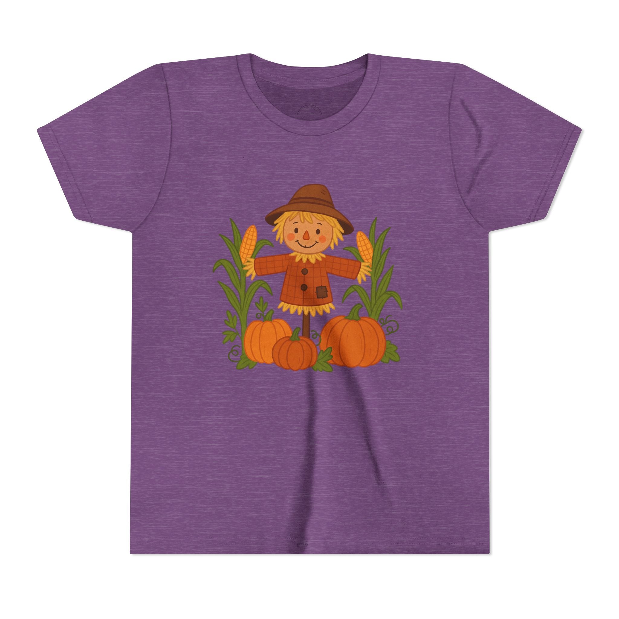 🍂 Cute Fall Scarecrow Kids T-Shirt – Autumn Pumpkins & Corn Patch Design
