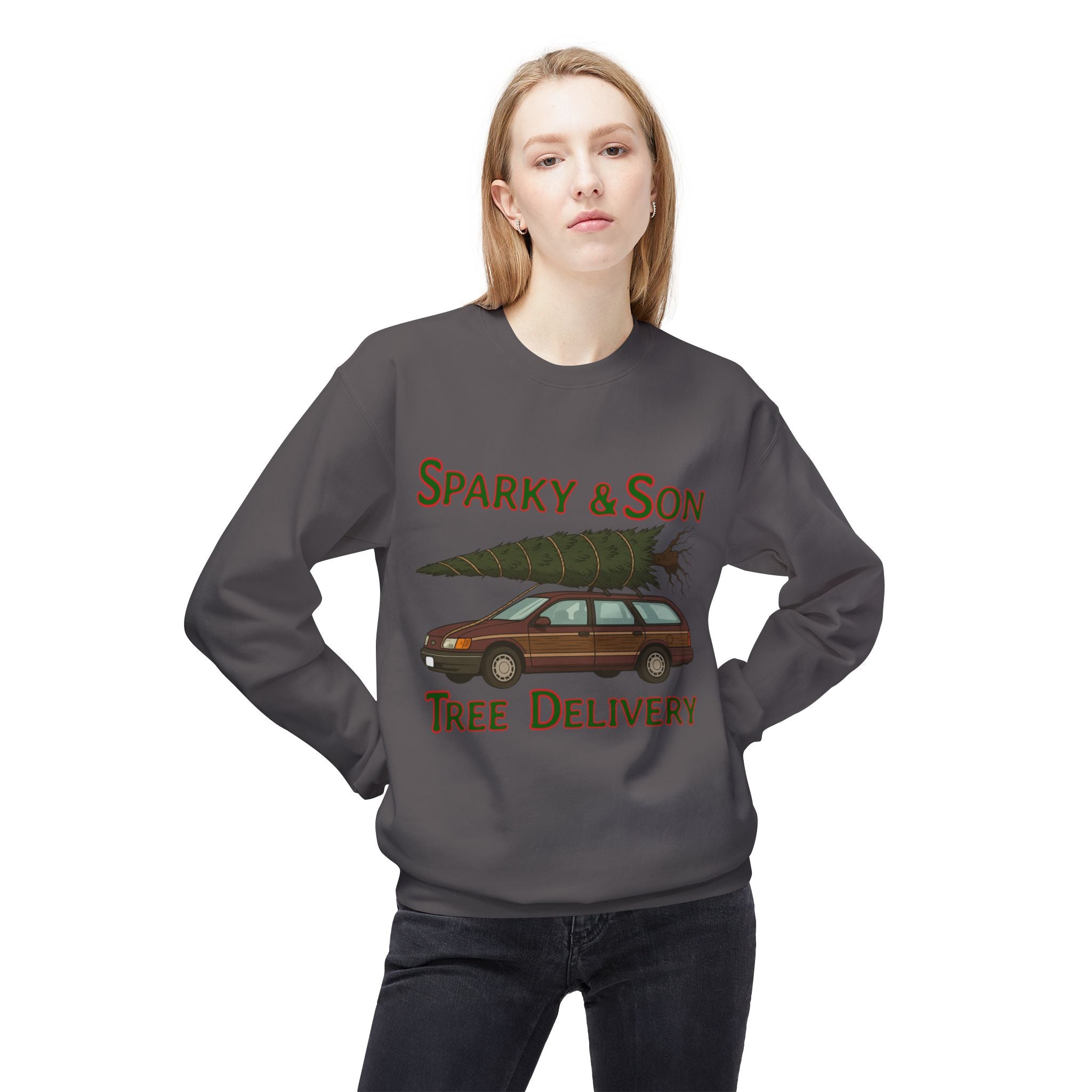 🎄 Sparky & Son Tree Delivery Christmas Sweatshirt – Inspired by a Classic Holiday Comedy