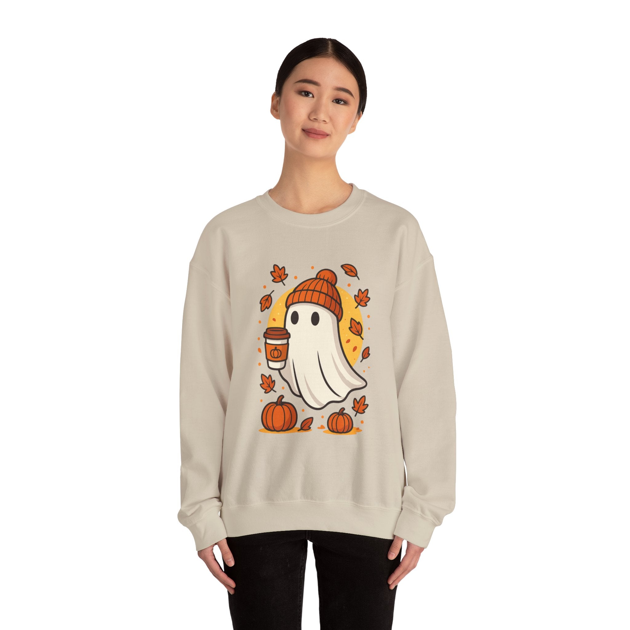 Cozy Ghost with Pumpkin Spice Latte Halloween Sweatshirt