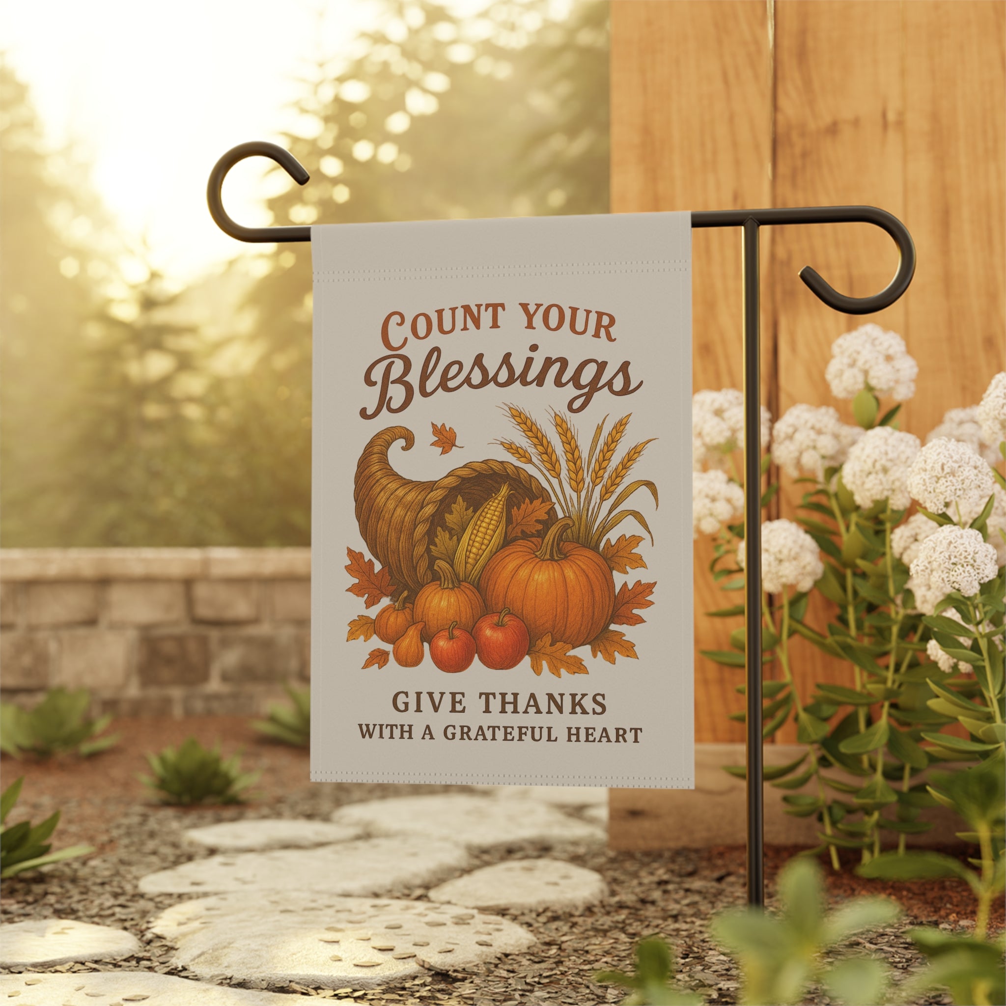 Count Your Blessings Thanksgiving Garden Flag
