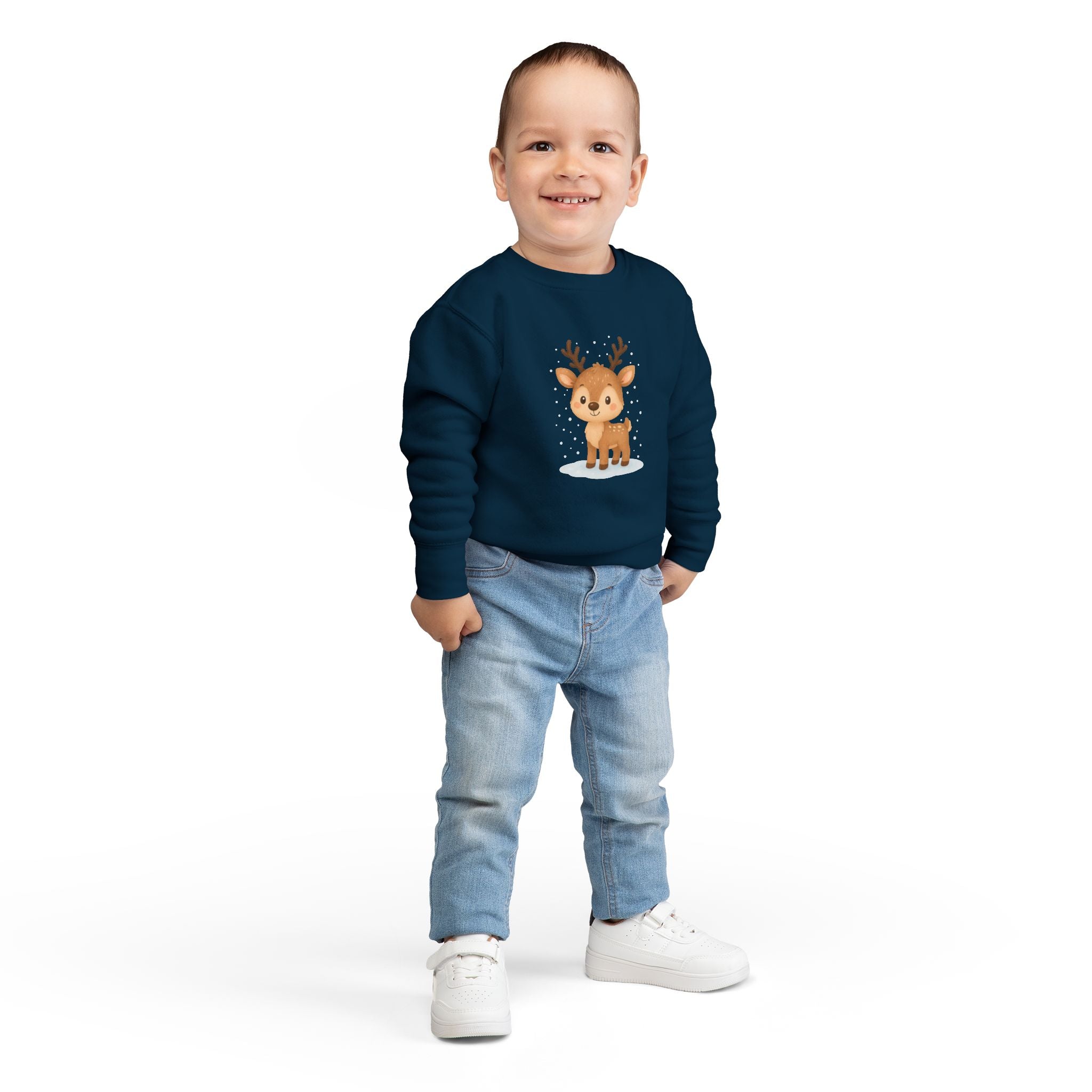 Cute Reindeer Toddler Christmas Sweatshirt – Cozy Holiday Pullover for Kids