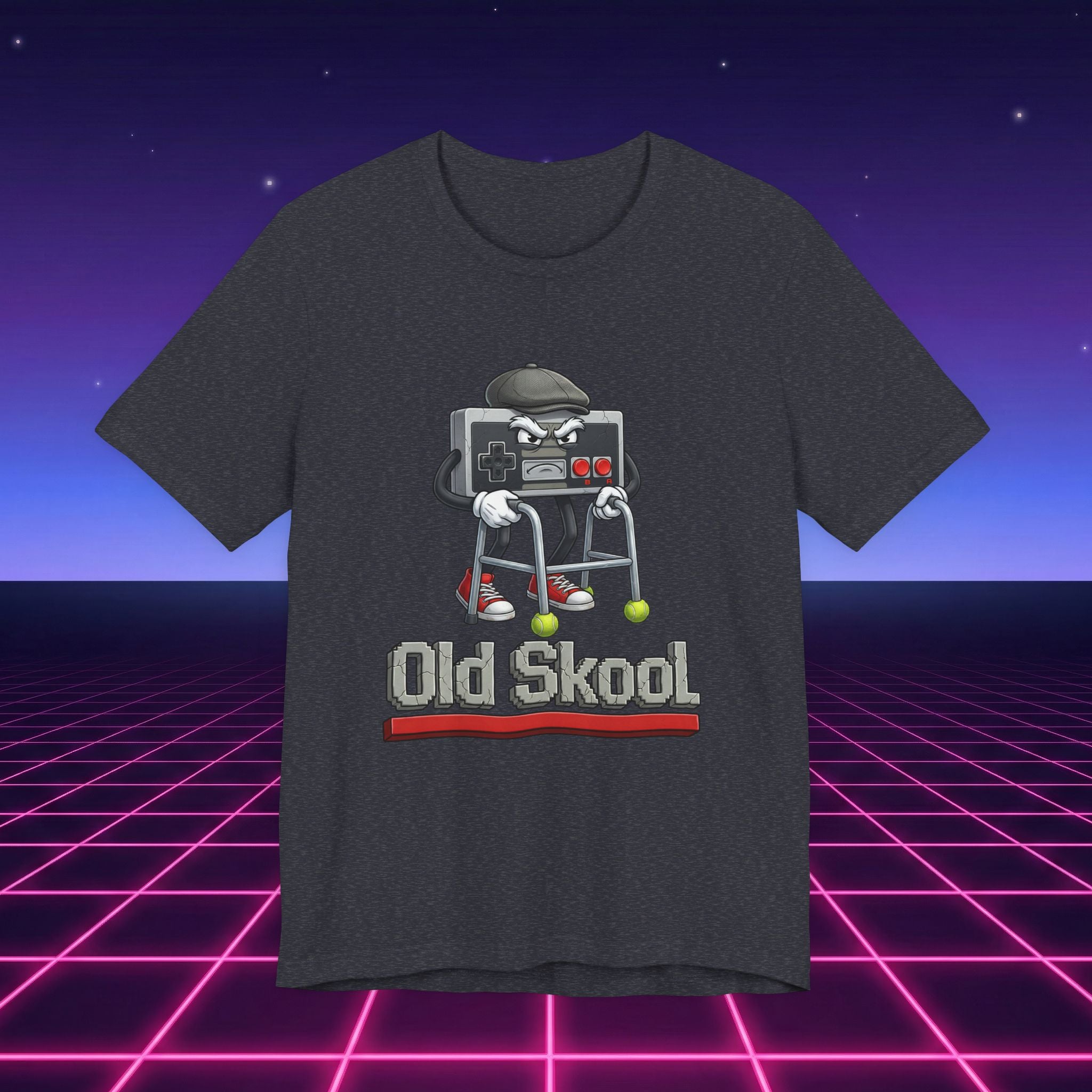 Old Skool Retro Gaming T-Shirt – Vintage Controller Grandpa Gamer Graphic Tee