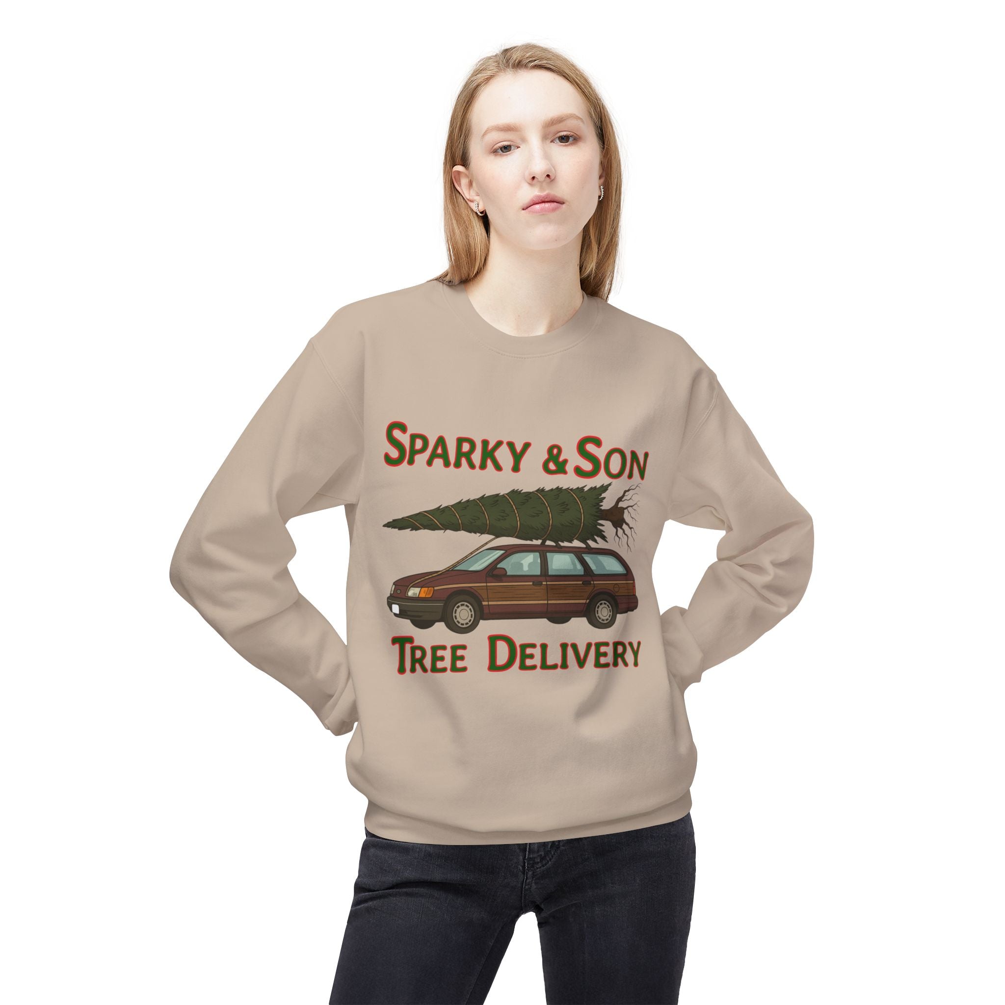 🎄 Sparky & Son Tree Delivery Christmas Sweatshirt – Inspired by a Classic Holiday Comedy