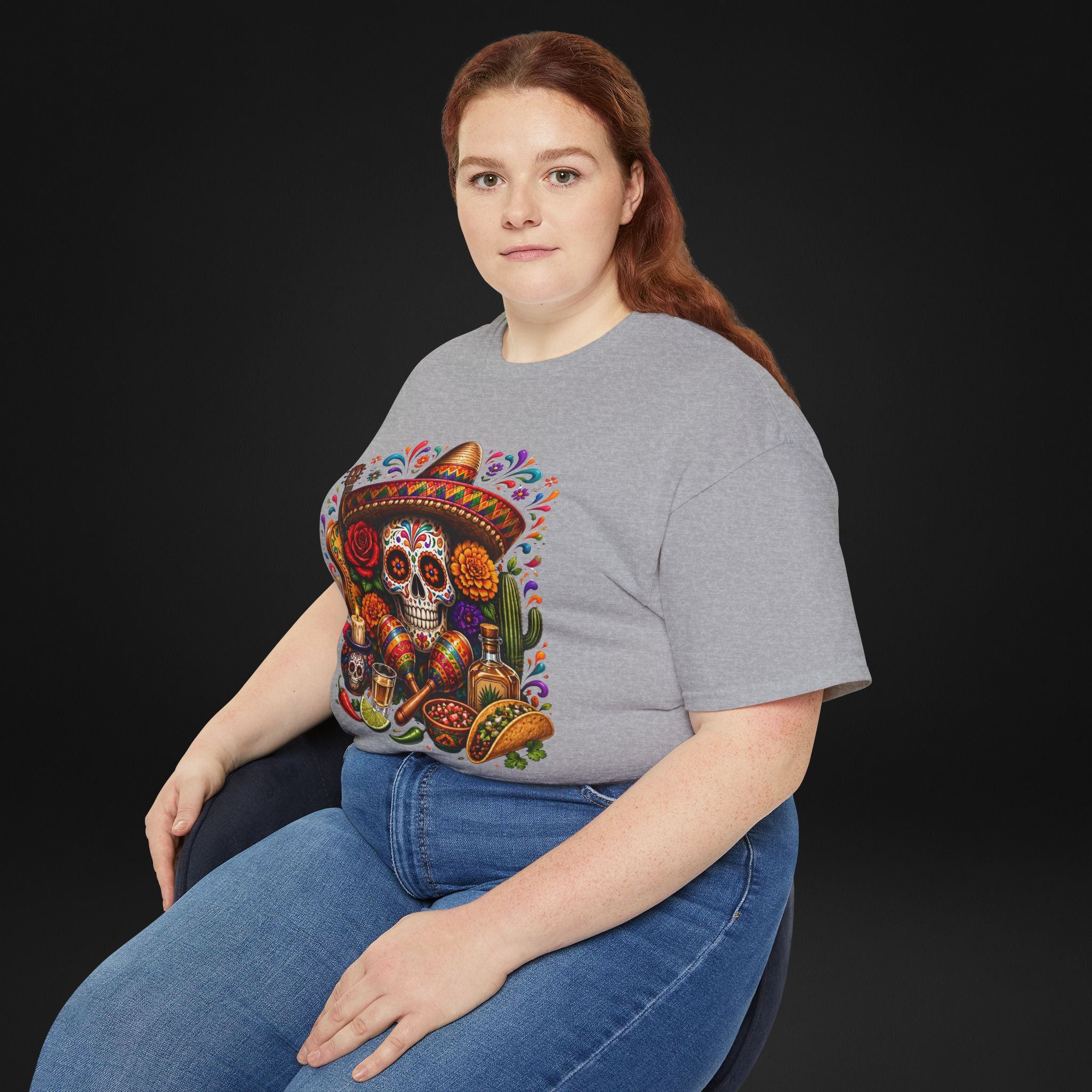 Cinco de Mayo Sugar Skull T-Shirt – Fiesta Sombrero Taco & Tequila Graphic Tee