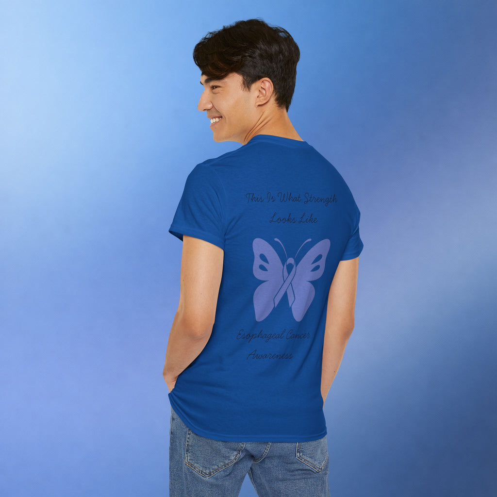 Esophageal Cancer Awareness T-Shirt | This Is What Strength Looks Like Butterfly Ribbon Tee