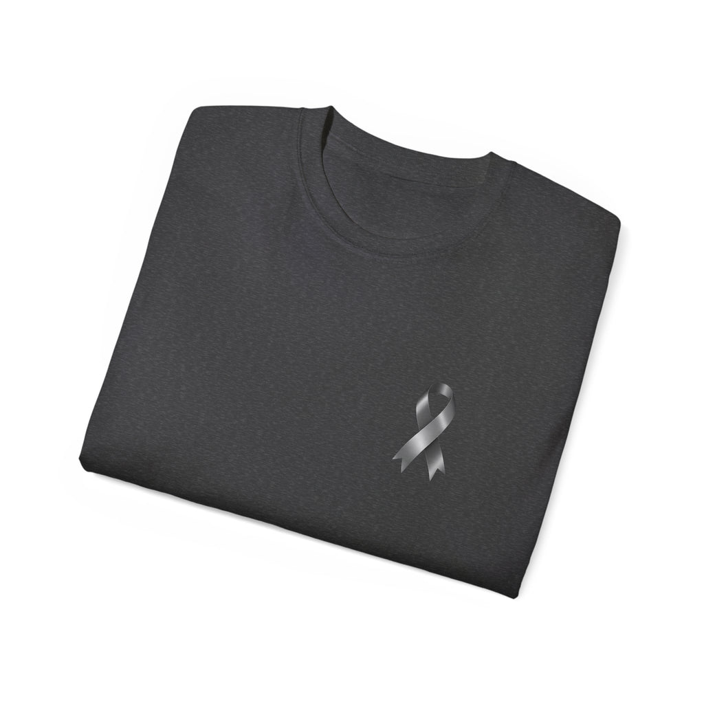 Brain Cancer Awareness Month T-Shirt | Gray Ribbon Floral Brain Design