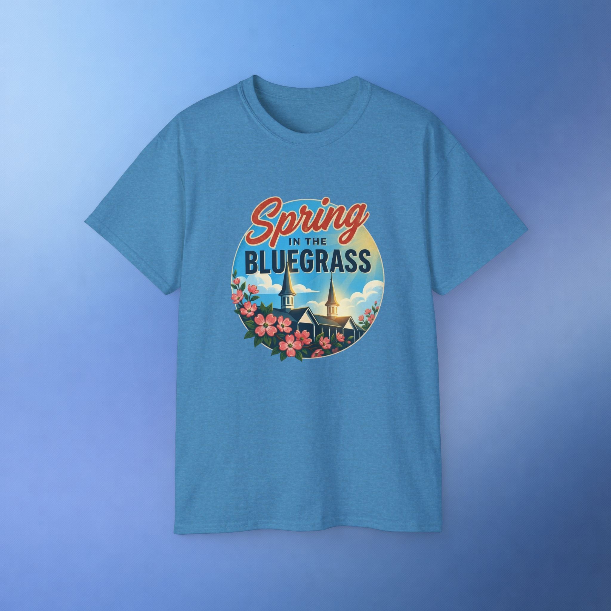 Spring in the Bluegrass T-Shirt – Kentucky Spring Floral Twin Spires Graphic Tee | Bluegrass Spirit Apparel