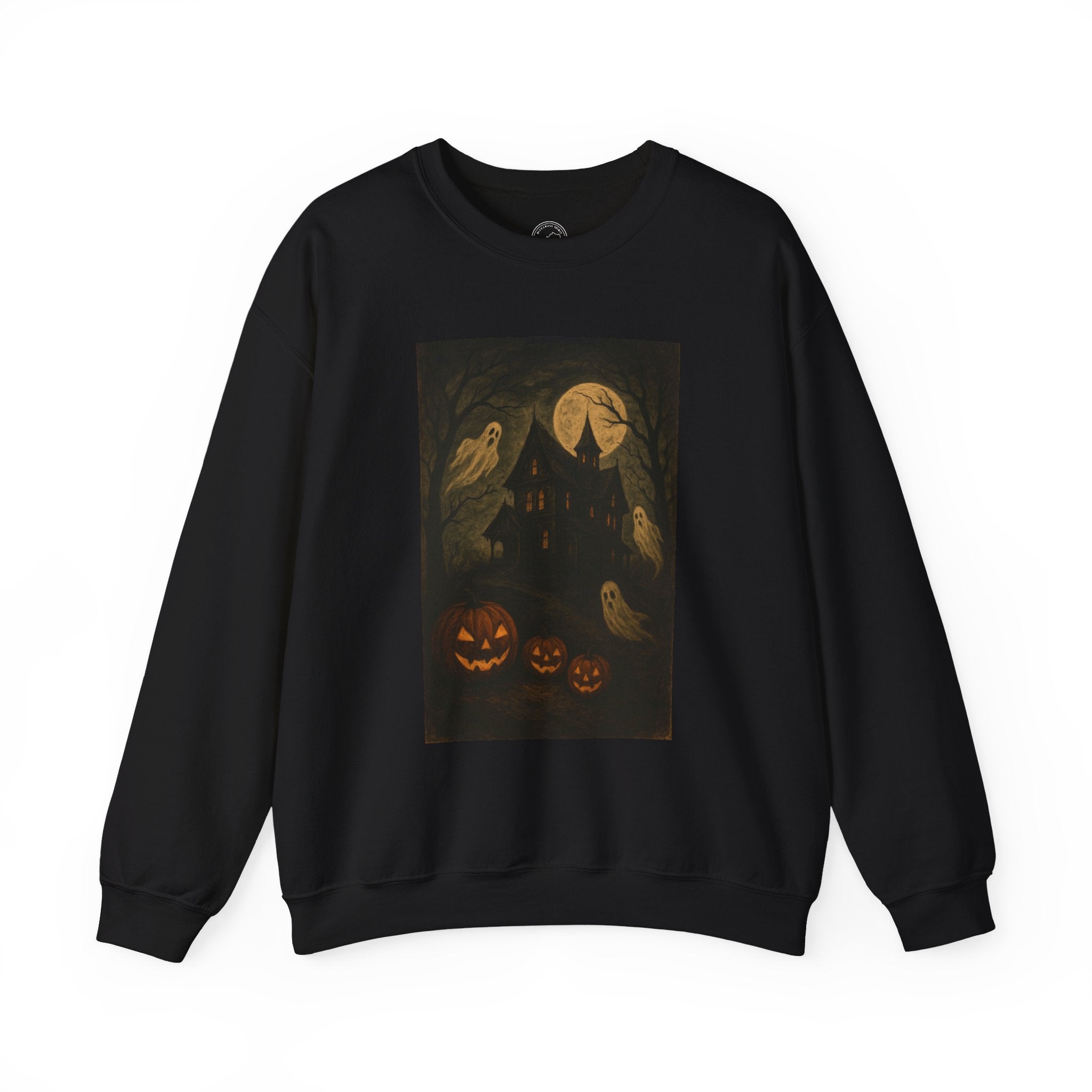 Haunted Halloween House Ghosts & Pumpkins Sweatshirt 🎃👻