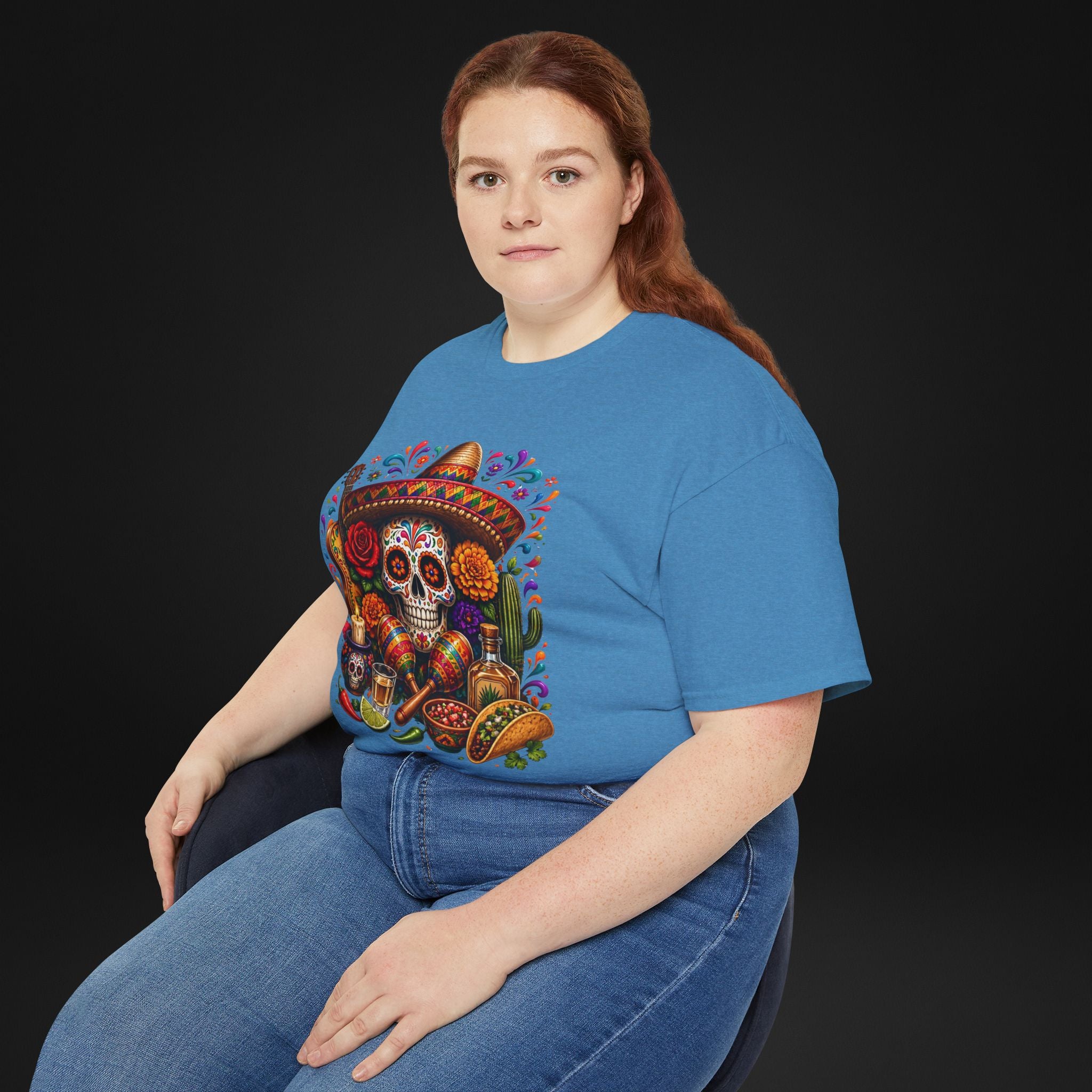 Cinco de Mayo Sugar Skull T-Shirt – Fiesta Sombrero Taco & Tequila Graphic Tee
